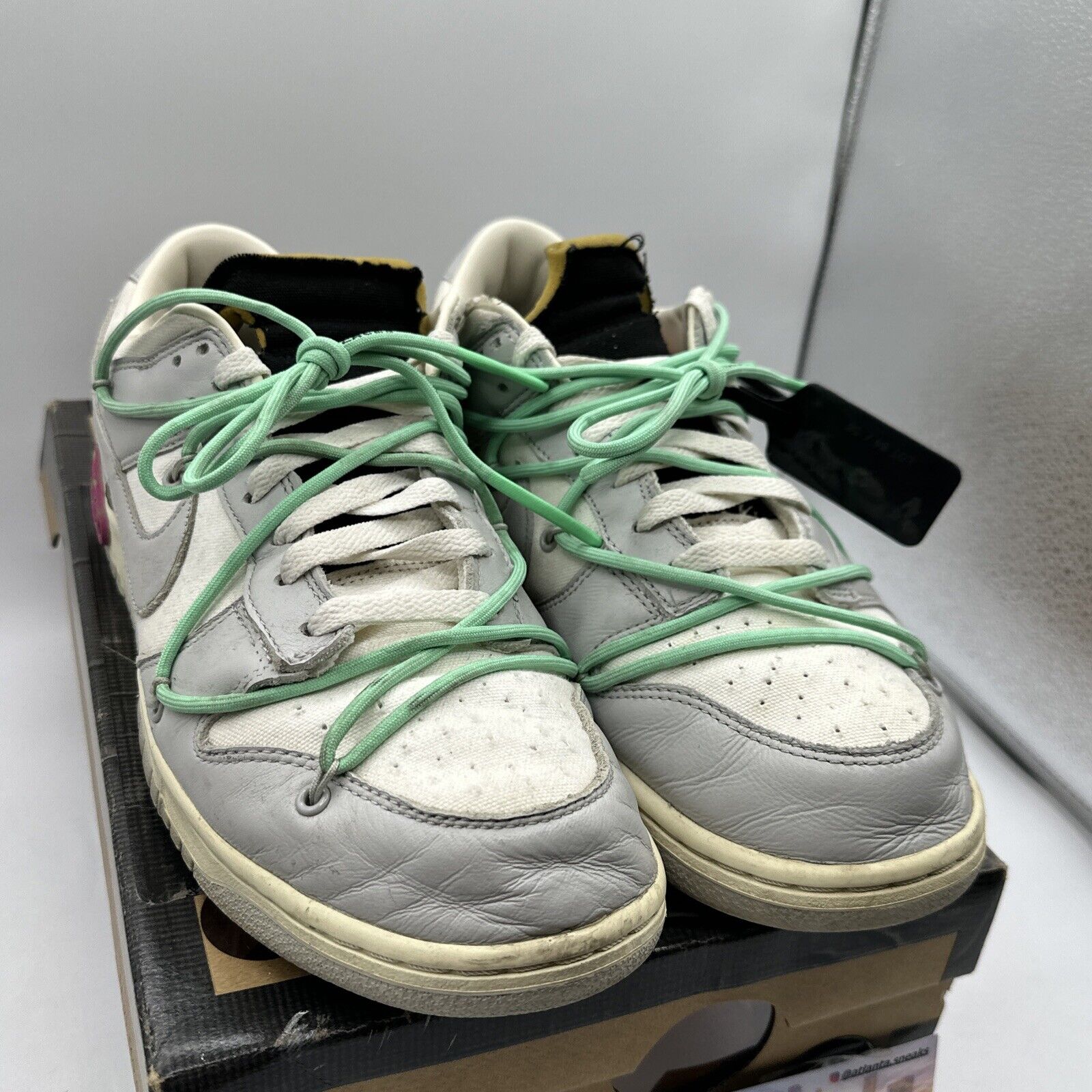 Size 11 - Nike Dunk Low x Off-White Lot 04 of 50 2021 Grey Leather Mint Purple!