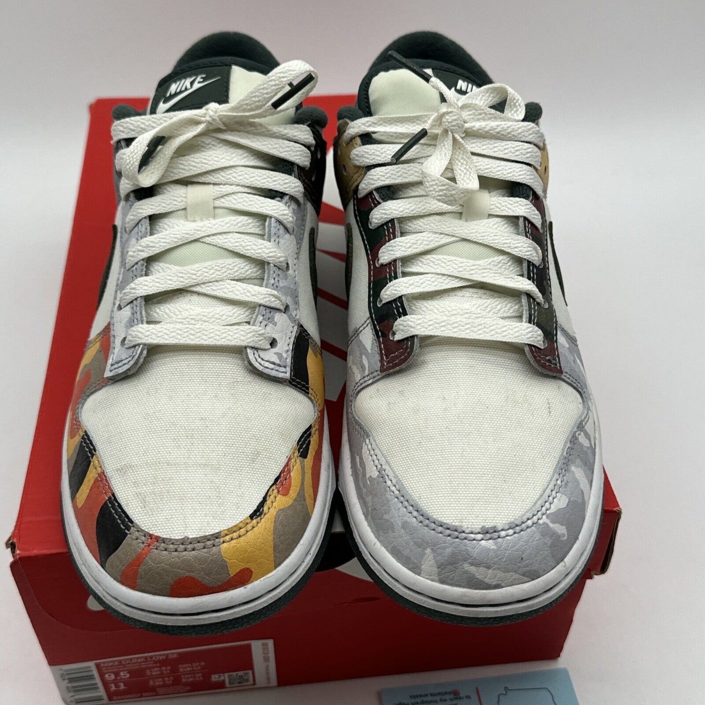 Nike Dunk Low SE Sail Multi Camo Shoes Mens 9.5 DH0957-100 Army Green Desert Og