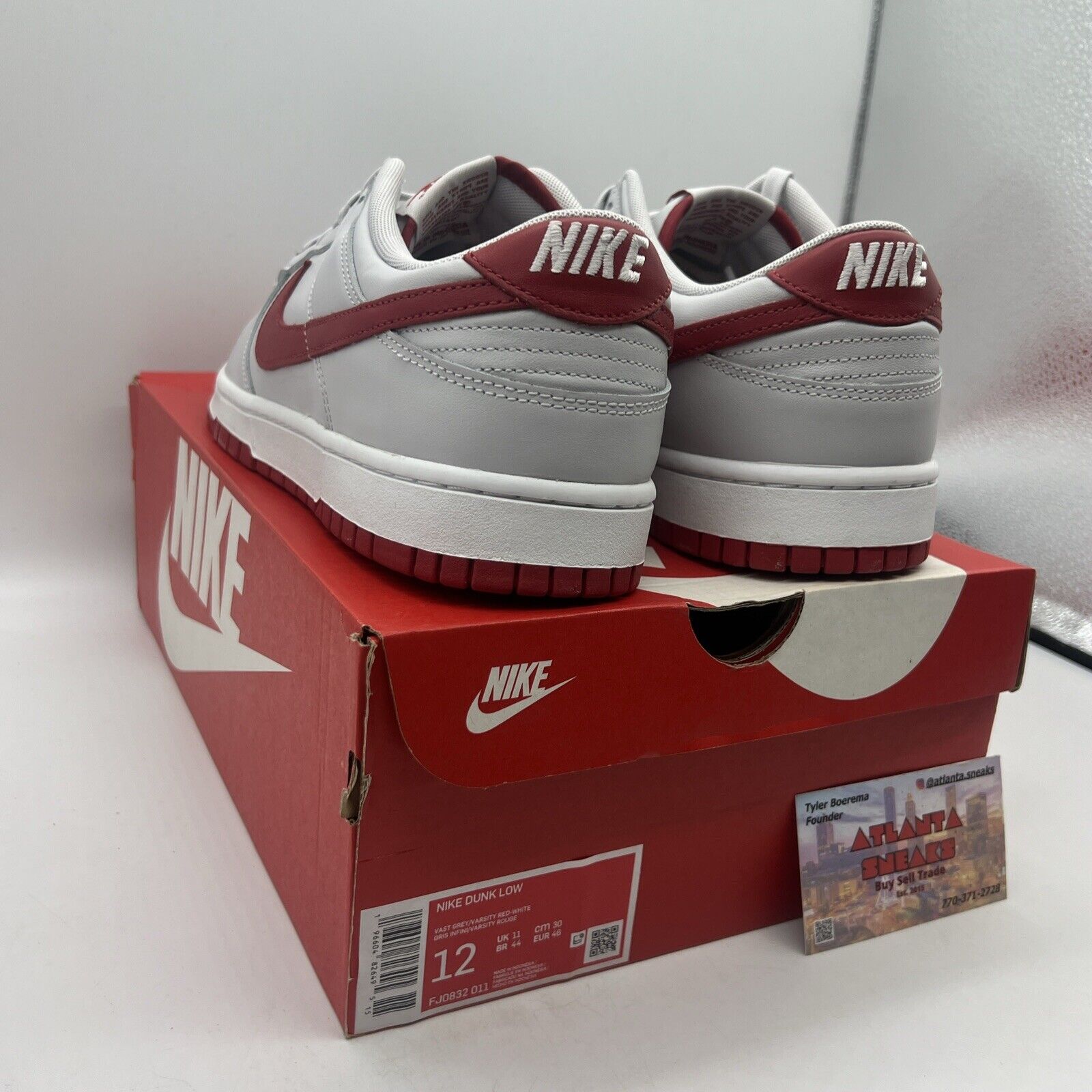 Size 12 - Nike Dunk Low Vast Grey Varsity Red Brand New Og All
