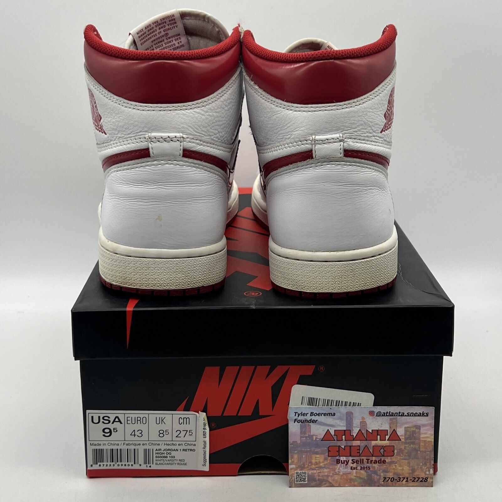 Size 9.5 - Air Jordan 1 Retro OG High Metallic Red White Leather (555088-103)