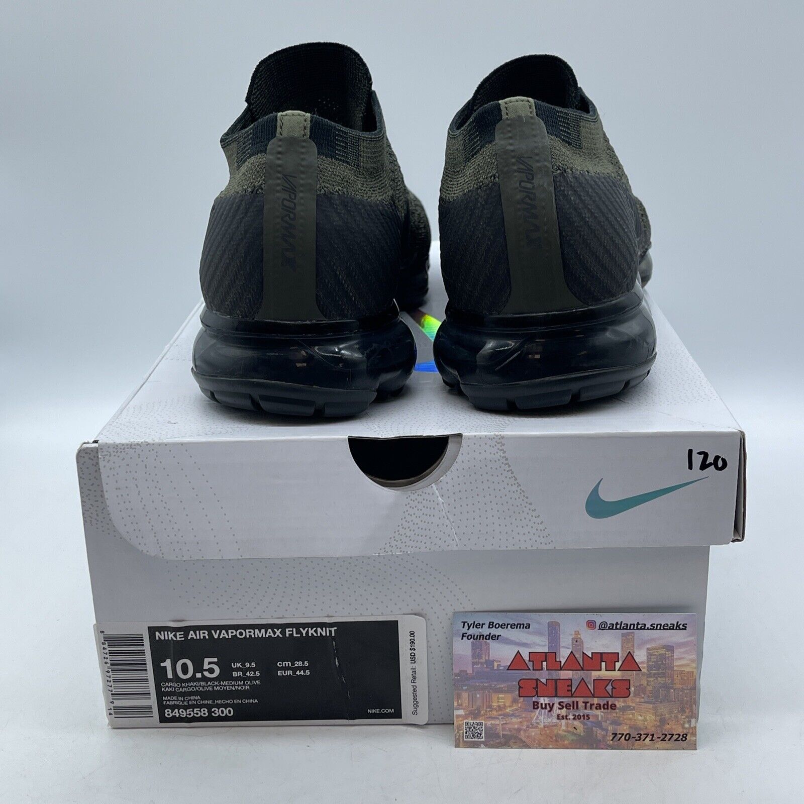 Size 10.5 - Nike Air VaporMax Cargo Khaki Green Black Suede Leather (849558-300)