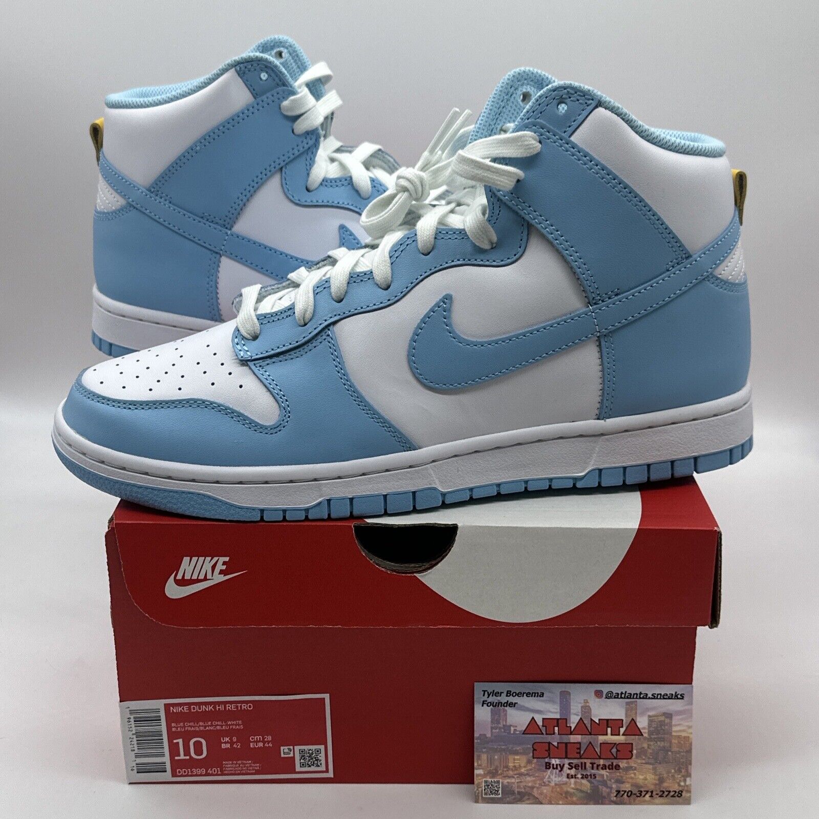 Nike SB Dunk High Blue Chill New Sz 10 With Original Box Whir Yellow Blue Icy Al