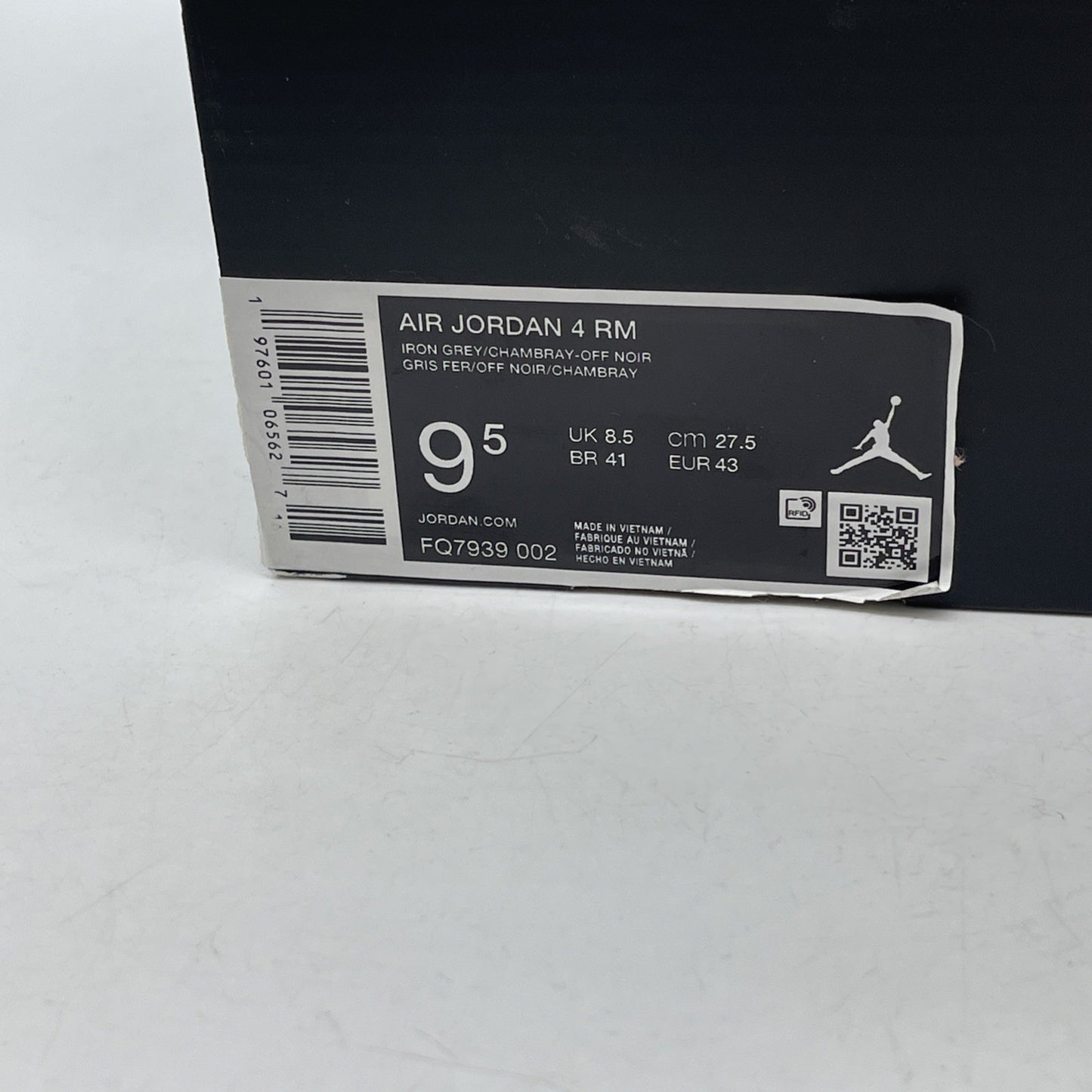 Size 9.5 - Air Jordan 4 RM Iron Grey Black Blue Suede Leather (FQ7939-002)