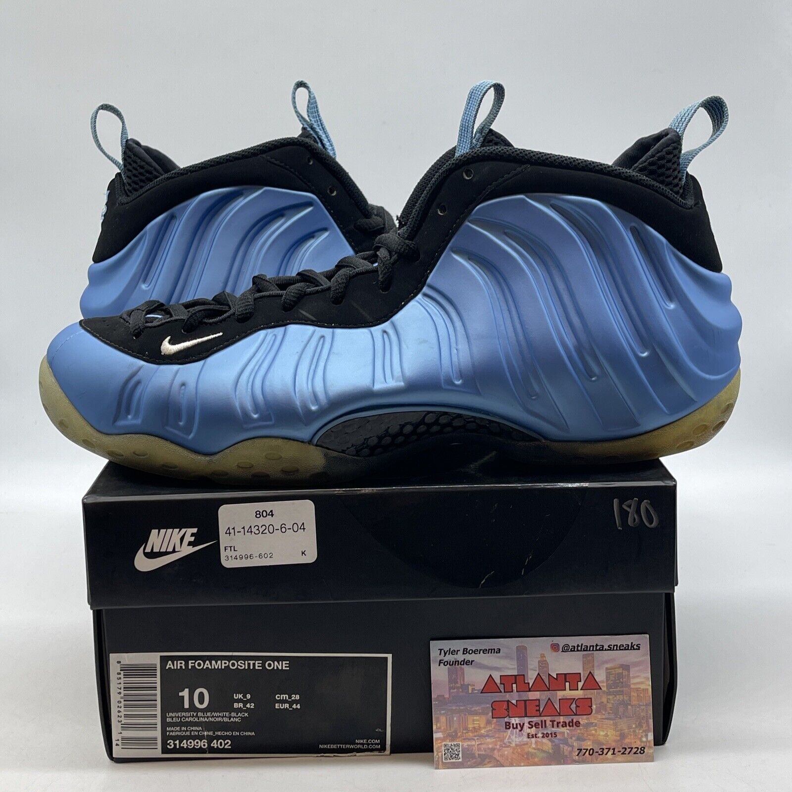 Size 10 - Nike Air Foamposite One University Blue Black White (314996-402)