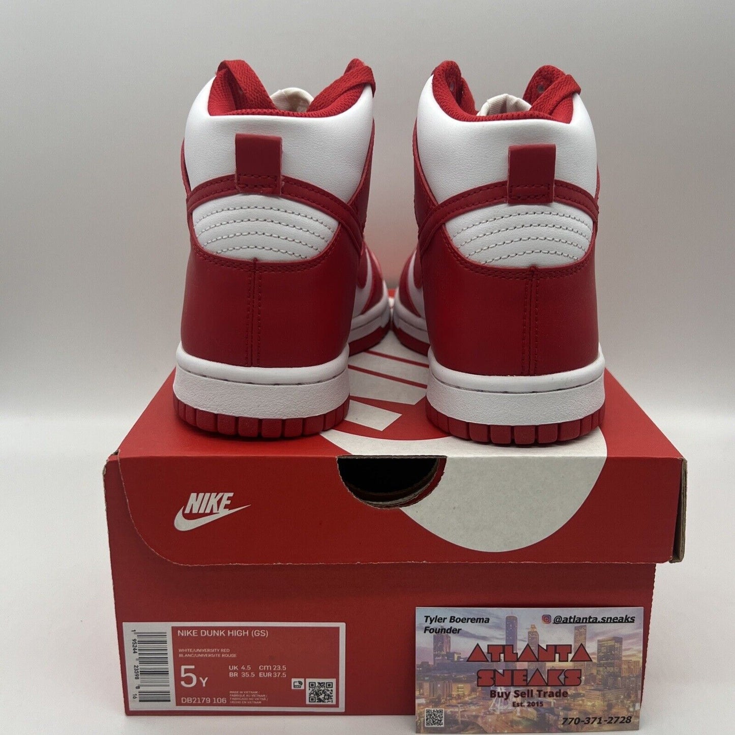 Nike Shoes 5 Youth Dunk High University Red Sneakers DB2179-106 Air Swoosh