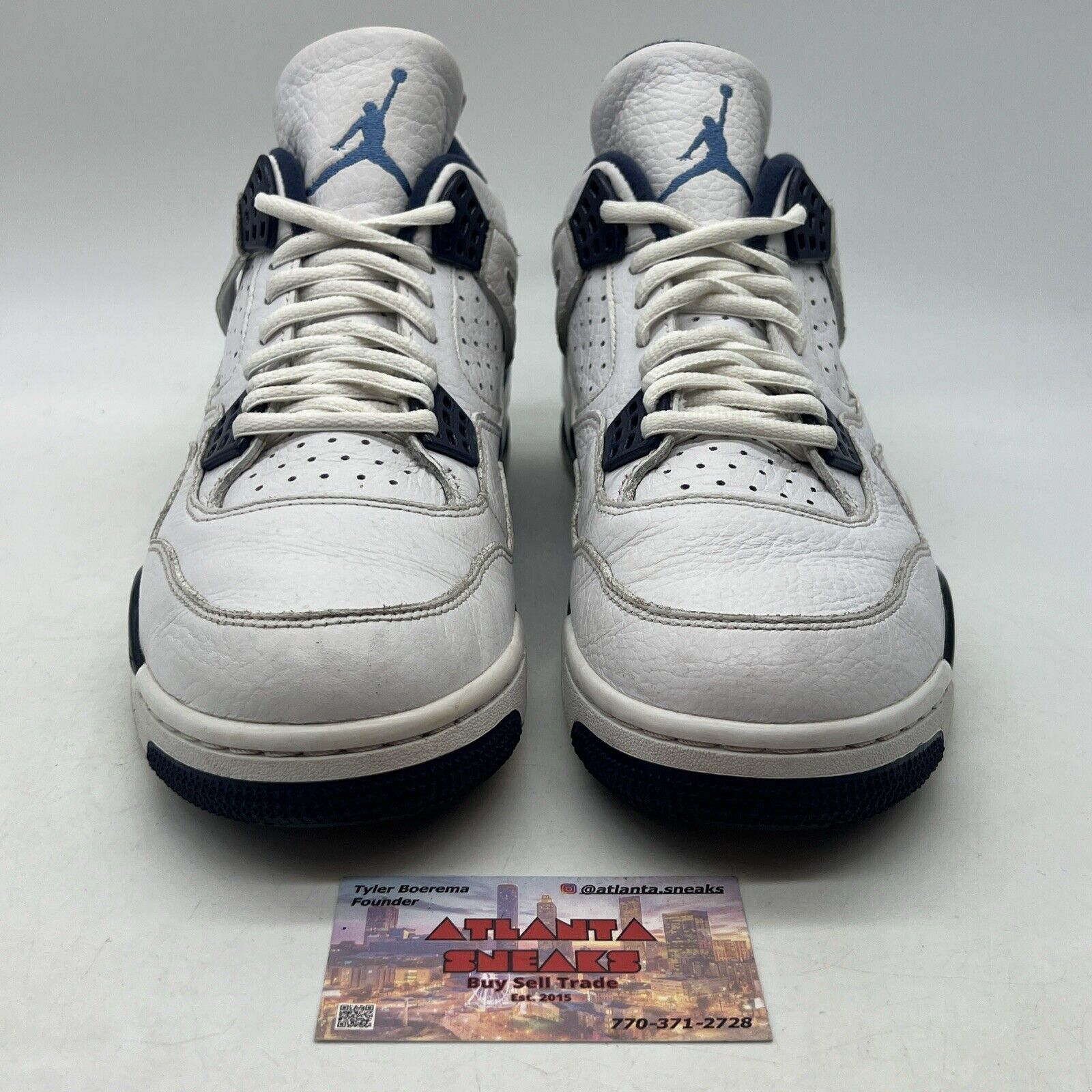 Size 9.5 - Air Jordan 4 Retro LS Columbia White Navy Leather (314254-107)