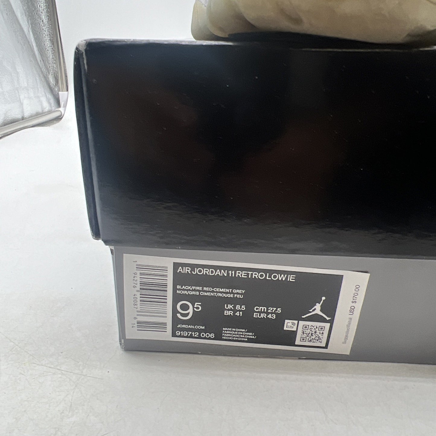 Size 9.5 - Air Jordan 11 Retro IE Low Black Cement (919712-006)