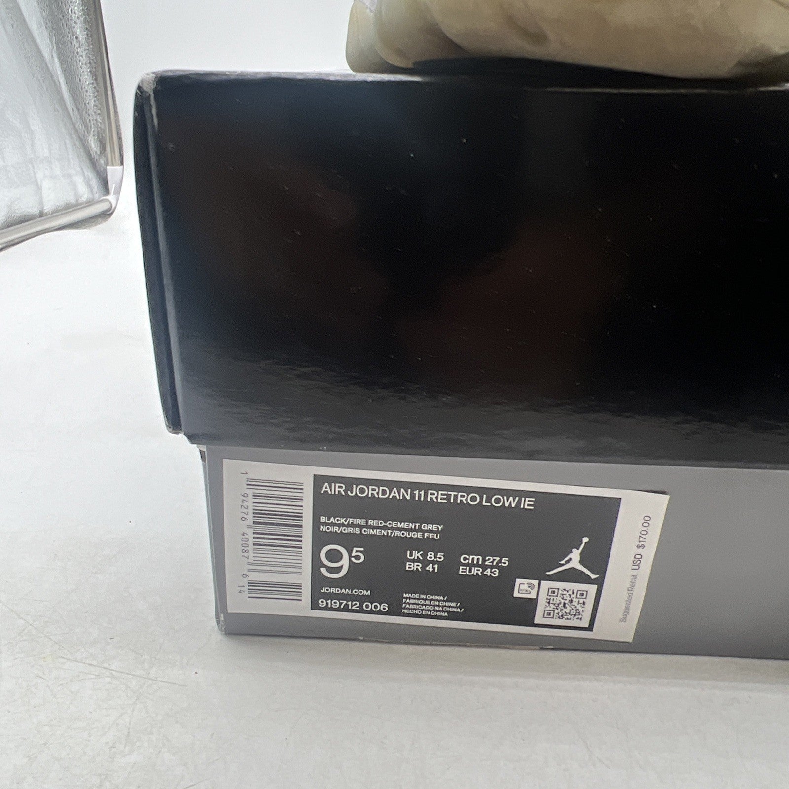 Size 9.5 - Air Jordan 11 Retro IE Low Black Cement (919712-006)