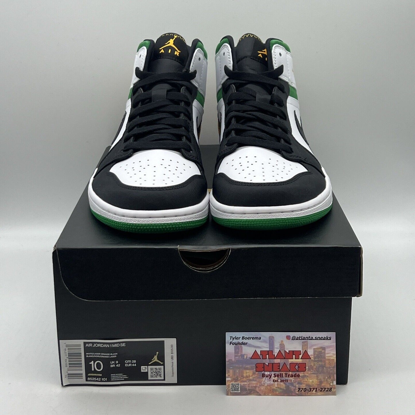 Size 10 - Jordan 1 Mid SE Oakland Brand New Og All Black White Green