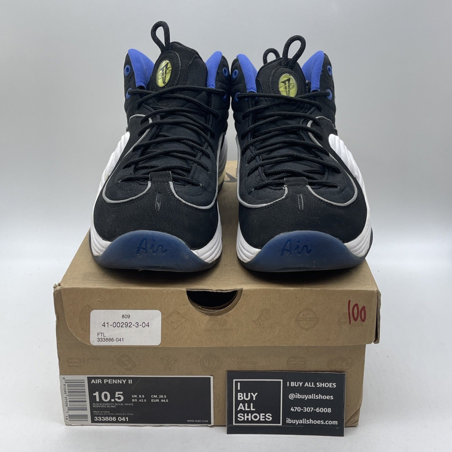 Size 10.5 - Nike Air Penny 2 Black Royal Blue White Suede (333886-041)