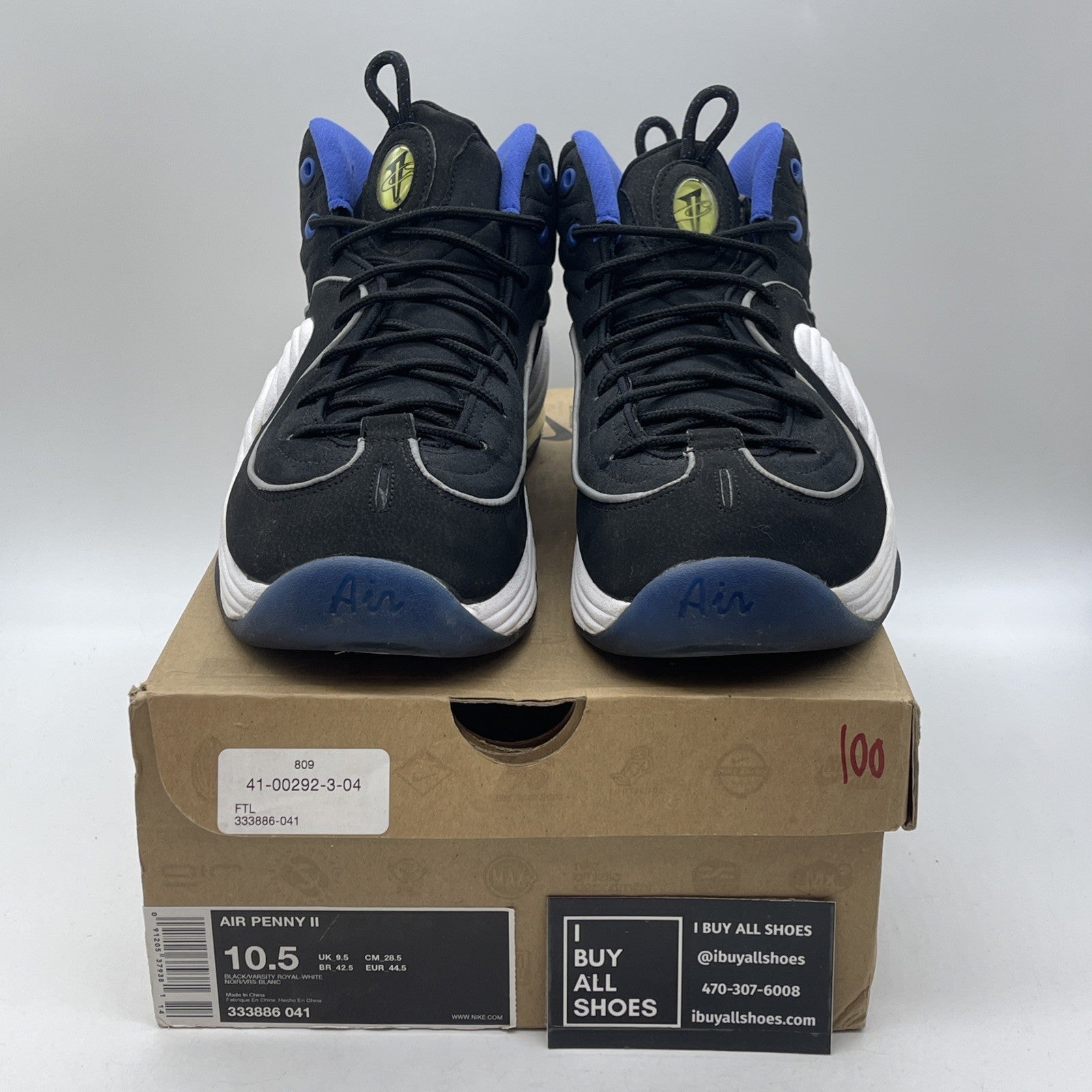 Size 10.5 - Nike Air Penny 2 Black Royal Blue White Suede (333886-041)