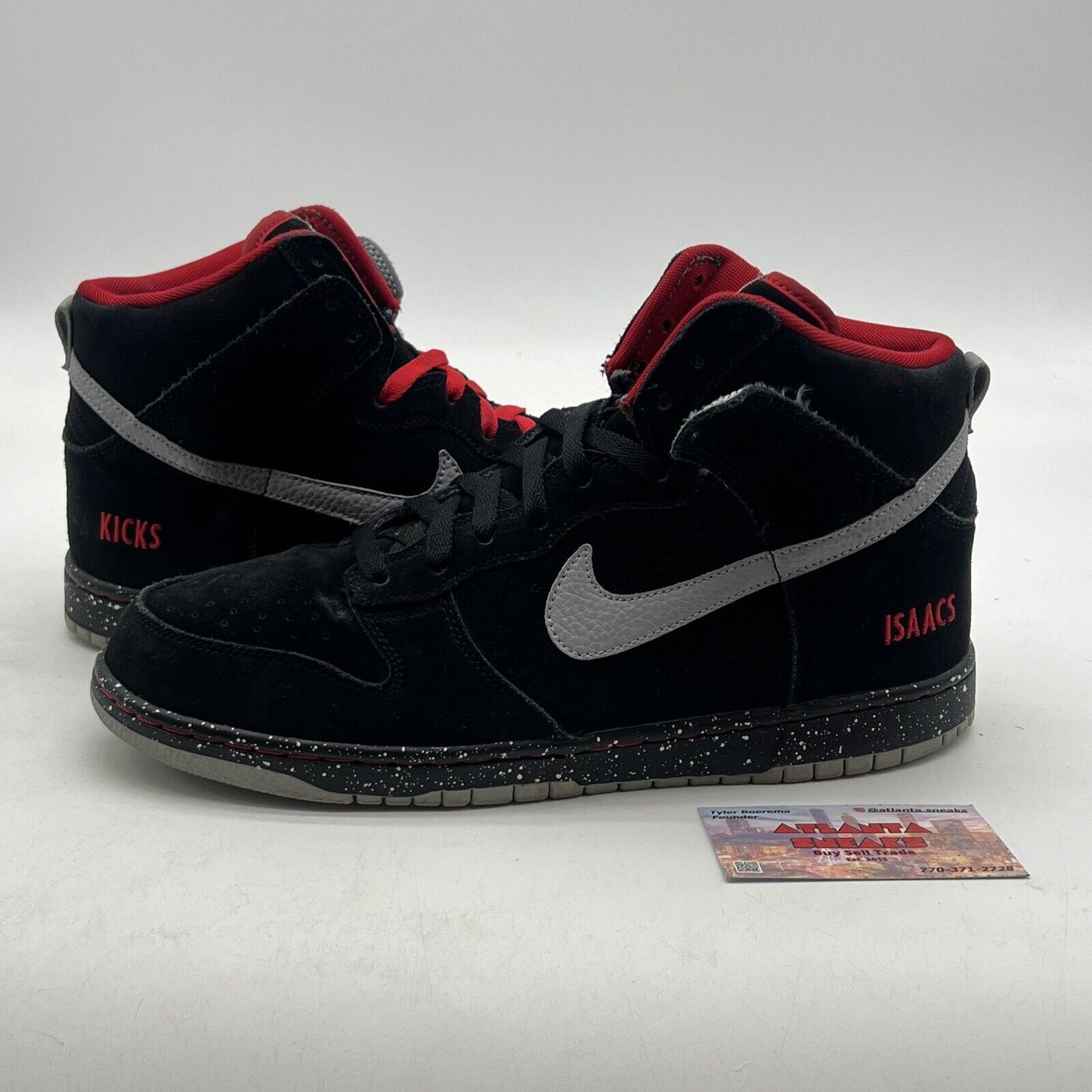 Size 10.5 - Nike Dunk High ID Black Grey Red Sneakers (652915-993)