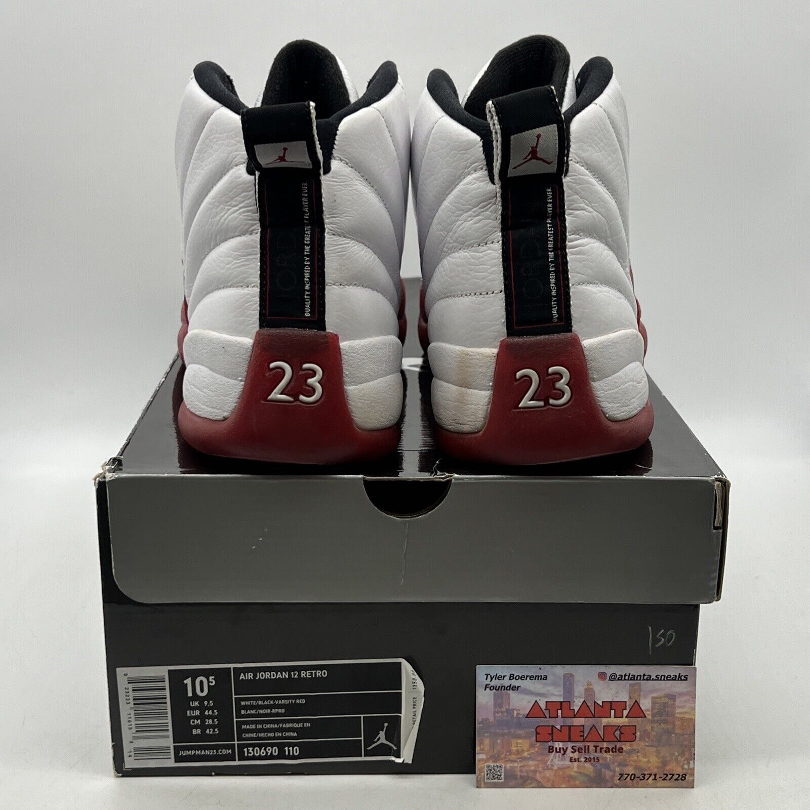 Size 10.5 - Air Jordan 12 Retro 2009 Cherry White Leather (130690-110)