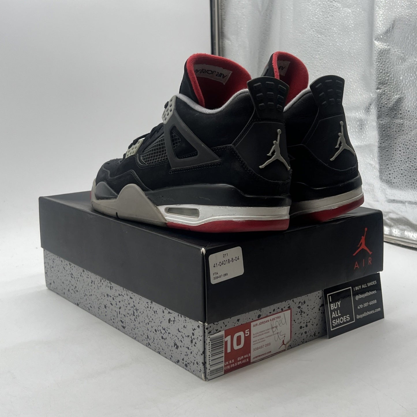 Size 10.5 - Air Jordan 4 Retro bred release 2012 (308497-089)