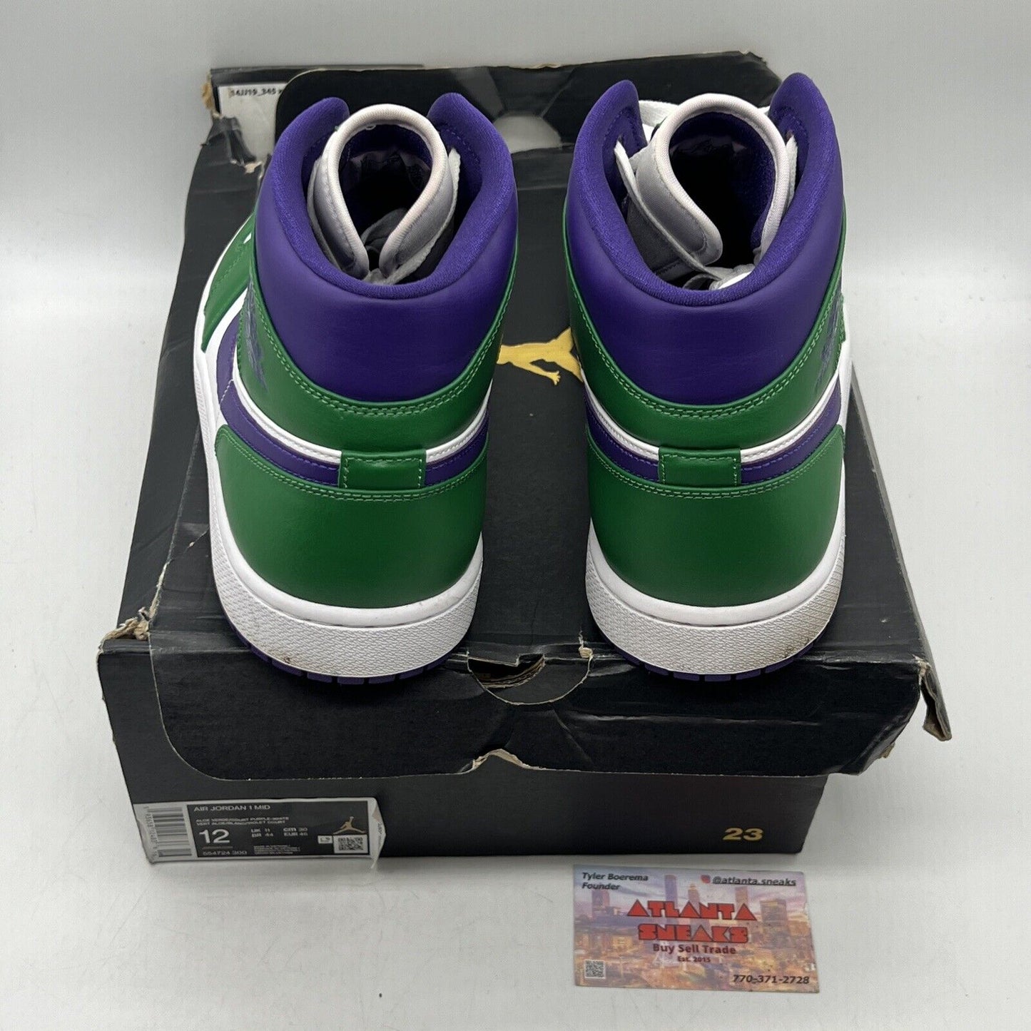 Size 12 - Air Jordan 1 Hulk - (554724-300) White Green Purple Leather Used