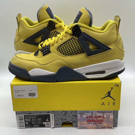 Size 10.5 - Jordan 4 Retro Mid Lightning Yellow Grey Suede Leather (CT8527-700)