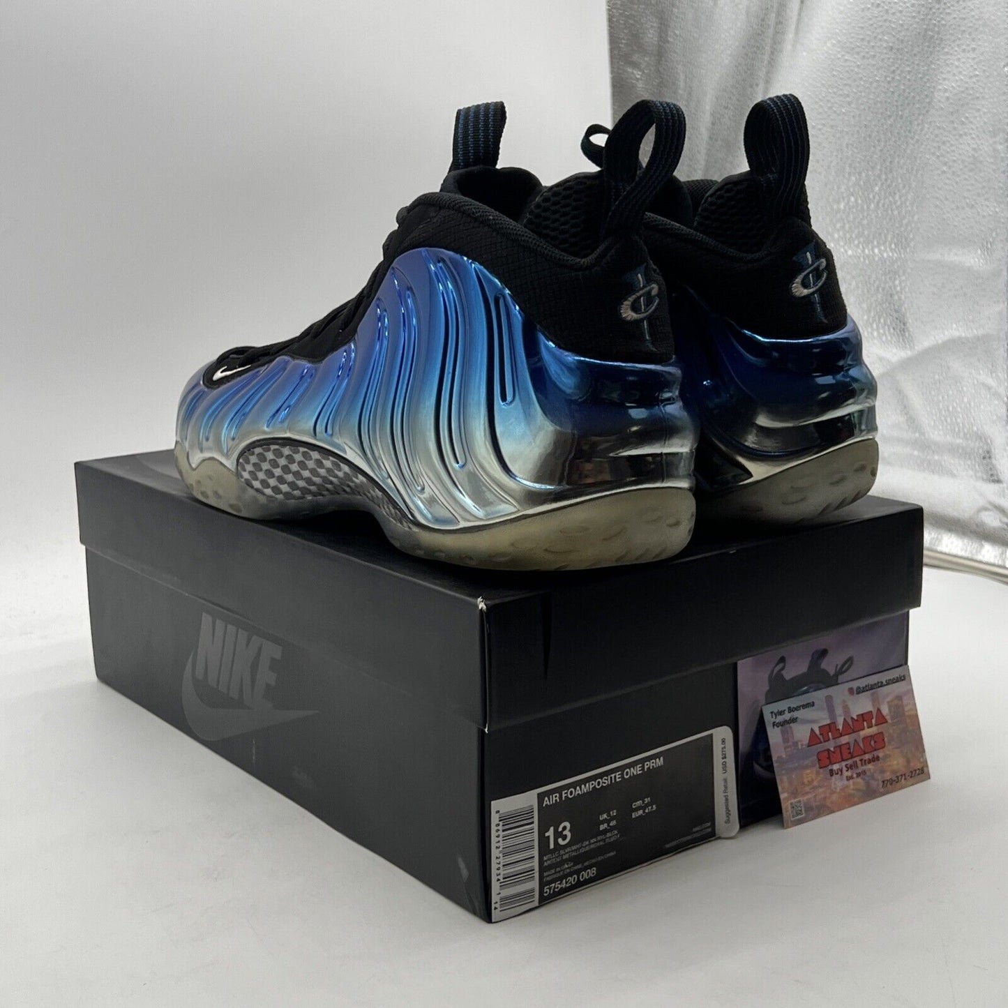 Size 13 - Nike Air Foamposite One PRM Blue Mirror (575420-008)