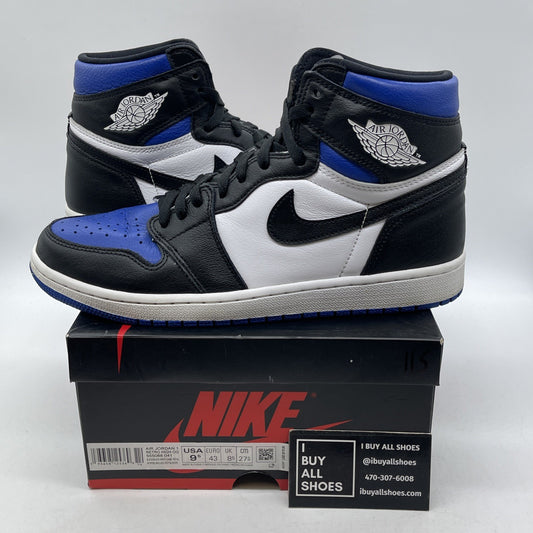 Size 9.5 - Jordan 1 Retro OG High Royal Toe Black White Leather (555088-041)
