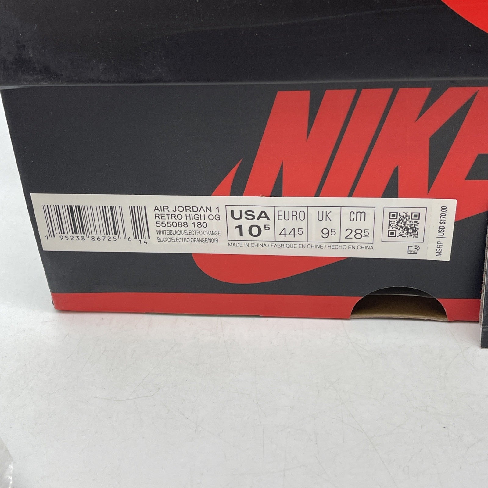 Size 10.5 - Air Jordan 1 Retro High Electro Orange (555088-180)