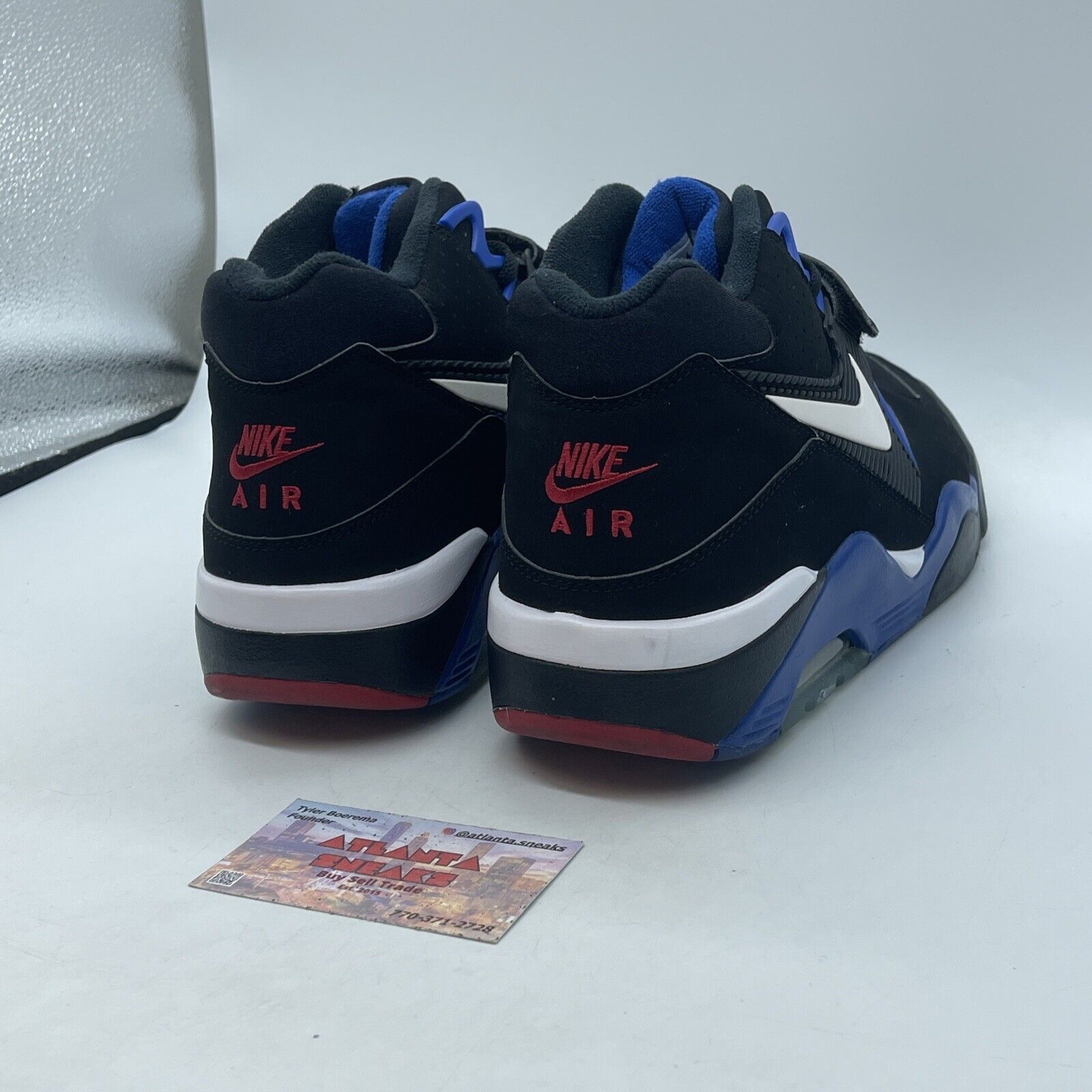 Size 10 - Nike Air Force 180 2016 Barkley Black Suede White Blue (310095-011)