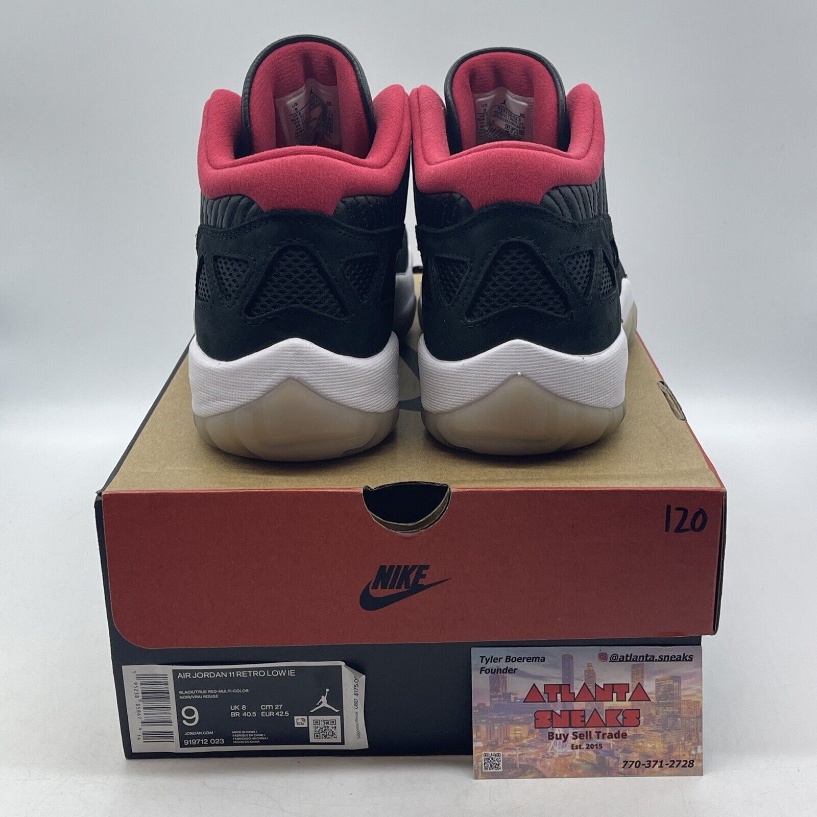 Size 9 - Air Jordan 11 Retro IE 2021 Low Bred Black White Red (919712-023)