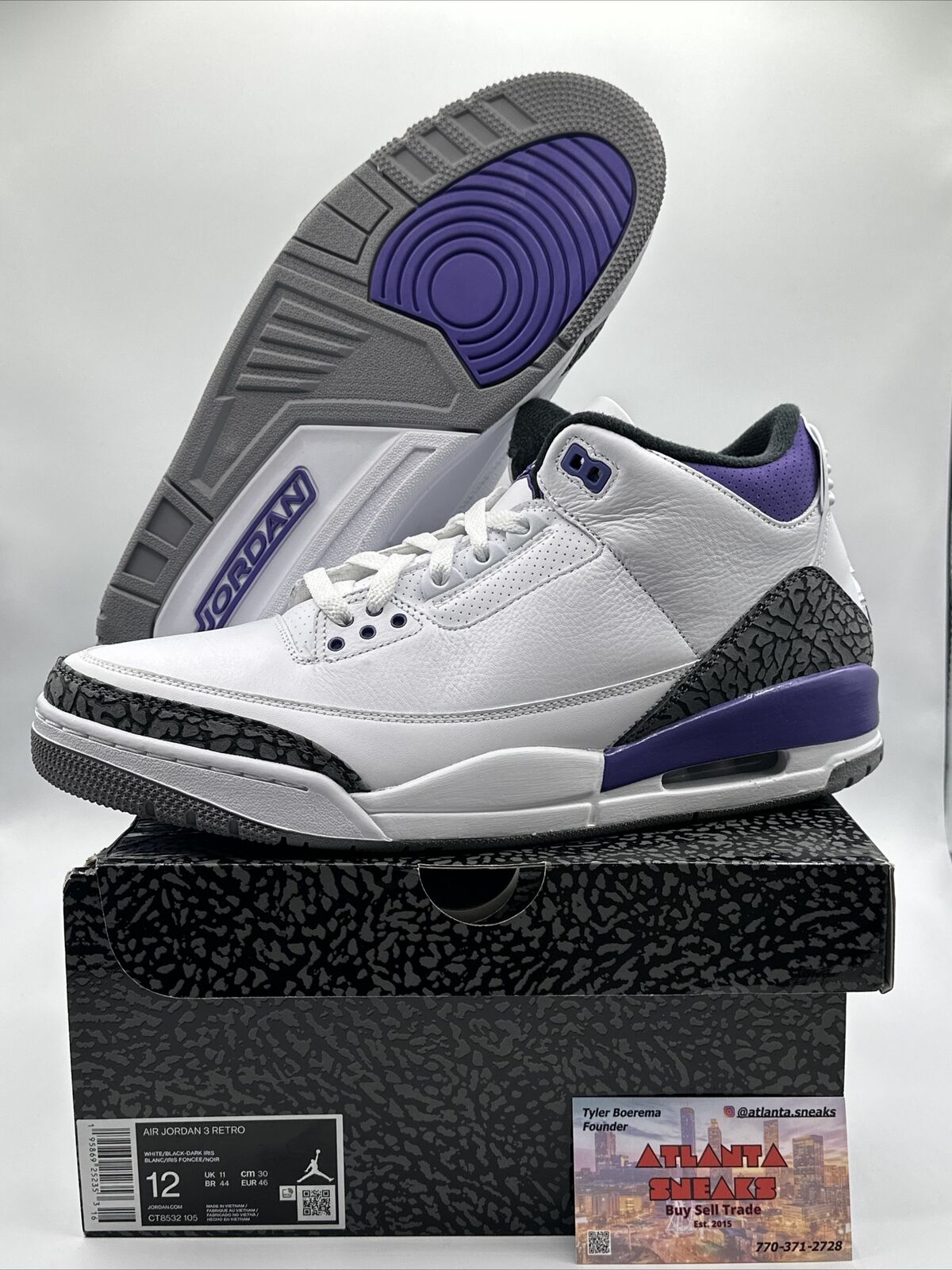 Air Jordan 3 Retro / Men's Size 12 / Dark Iris / CT8532105 / Now Sold Out !