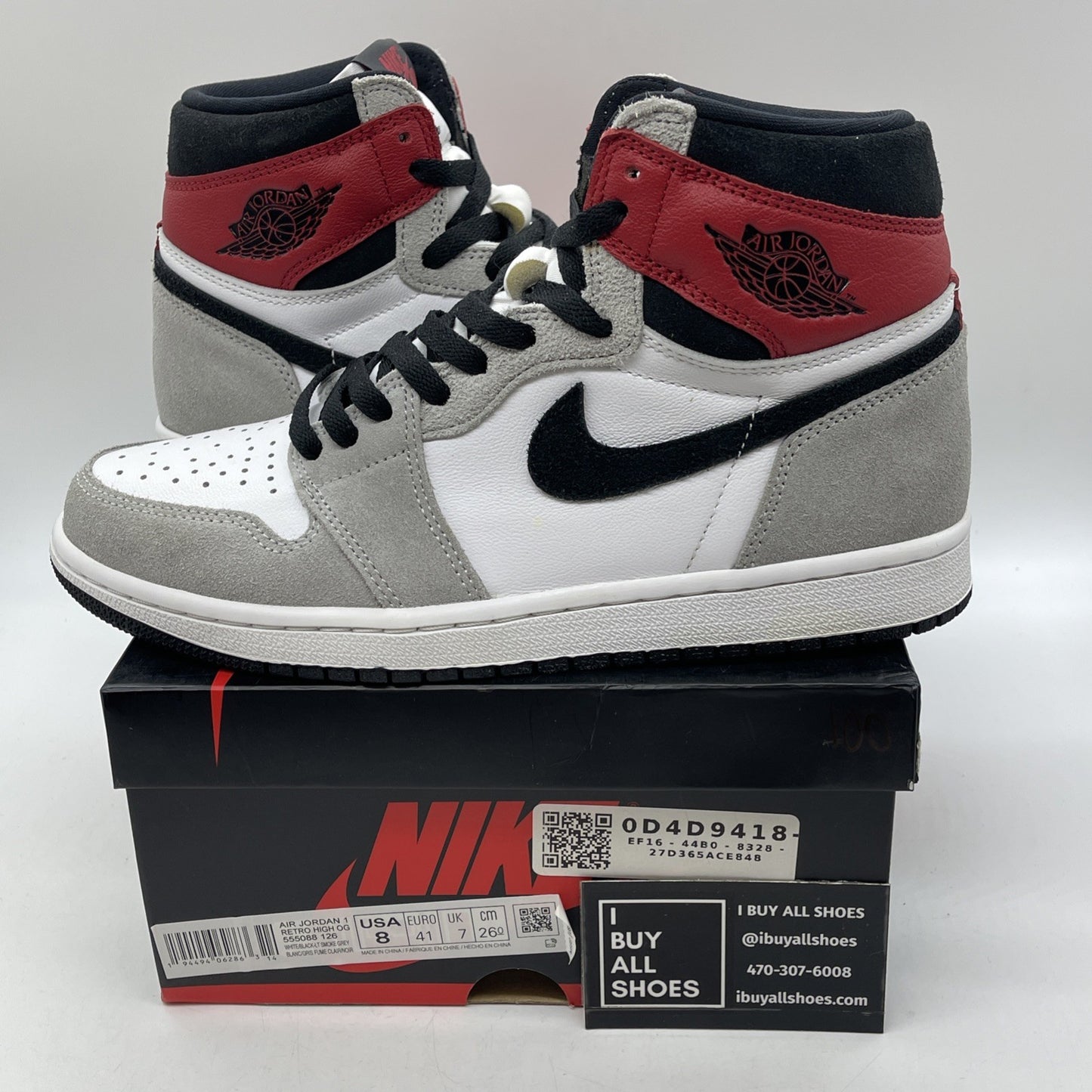 Size 8 - Jordan 1 Retro High OG Smoke Gray White Black Suede (555088-126)