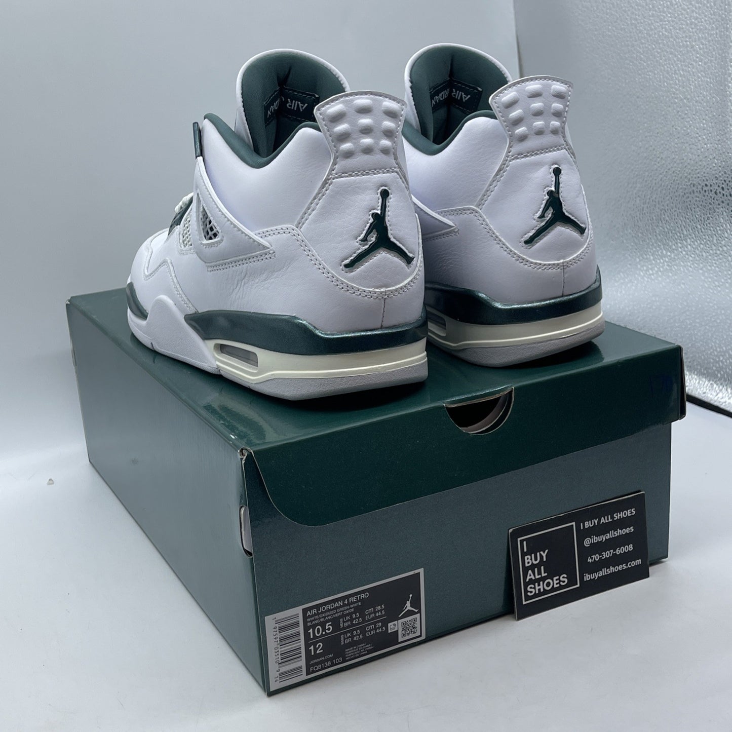 Size 10.5 - Air Jordan 4 Retro Oxidized Green White Leather (FQ8138-103)