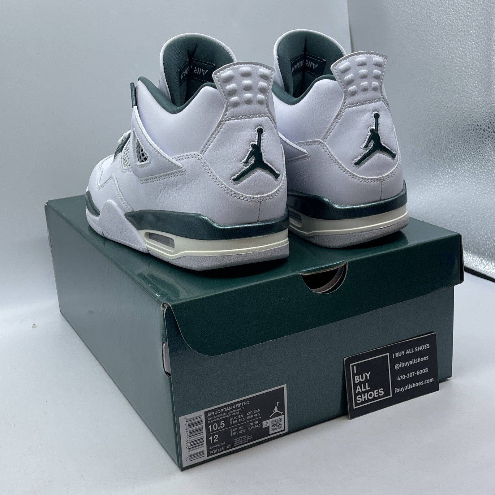 Size 10.5 - Air Jordan 4 Retro Oxidized Green White Leather (FQ8138-103)