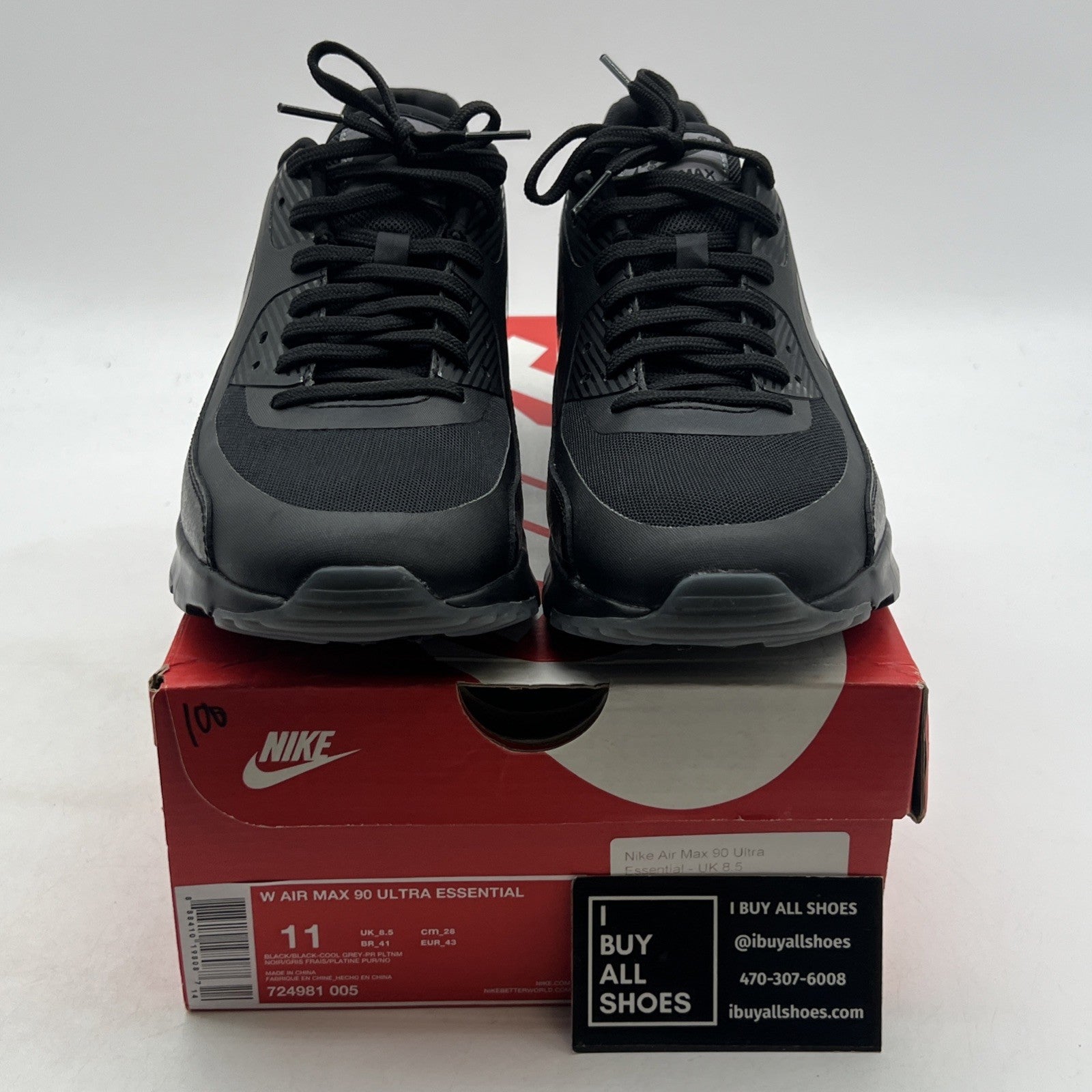 Size 11 - Nike Air Max 90 Ultra Essential Black Cool Grey W (724981-005)