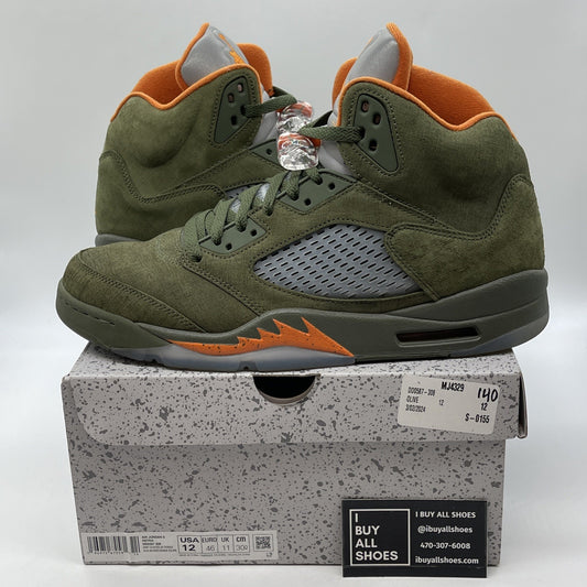 Size 12 - Air Jordan 5 Retro 2024 Olive Green Orange Suede (DD0587-308)
