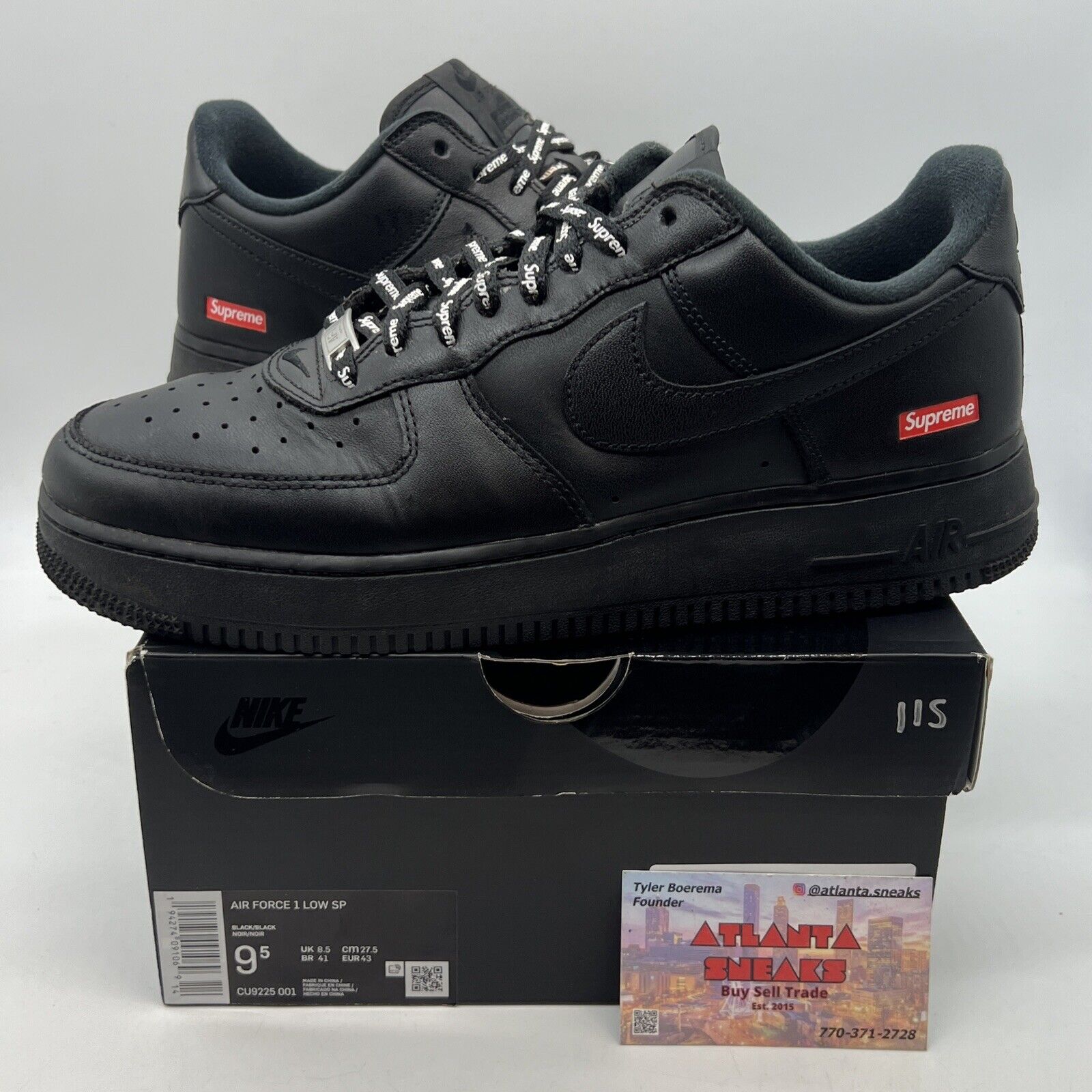 Size 9.5 - Nike Air Force 1 Low x Supreme Box Logo - Black Red (CU9225-001)