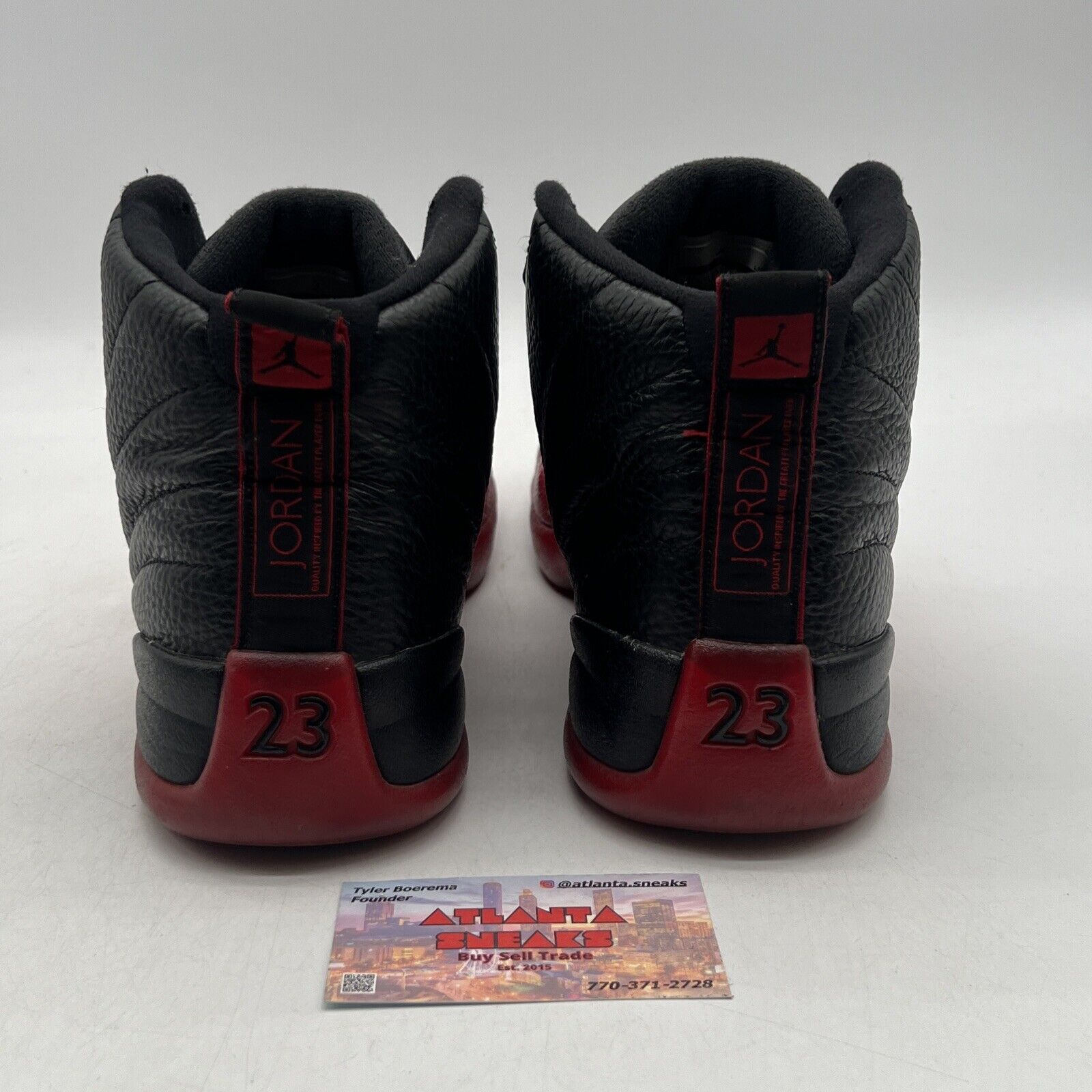 Size 11.5 - Jordan 12 Retro Mid Flu Game Black Leather Red (130690-002)