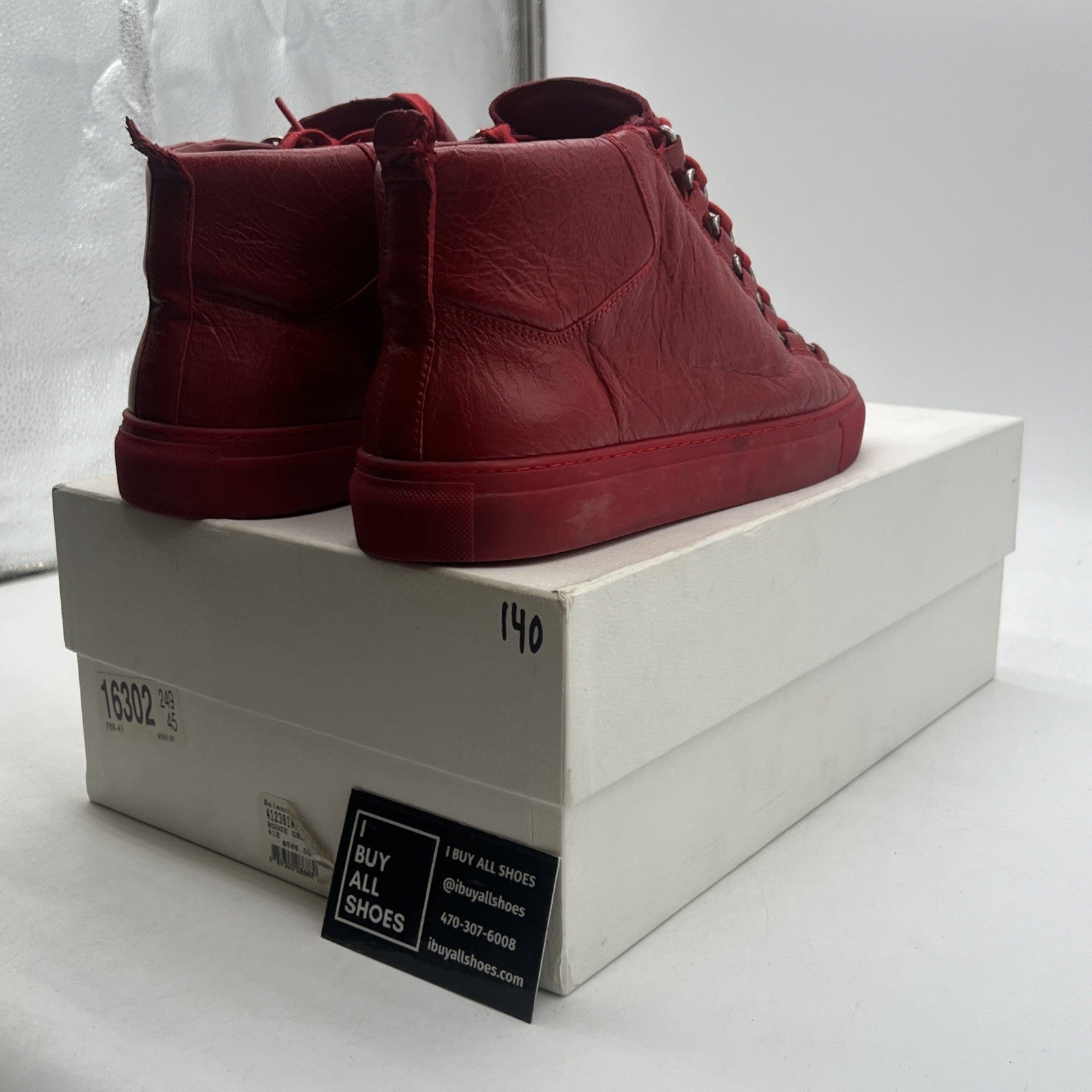 Size 41 - Balenciaga Arena Red Leather High Top Sneakers