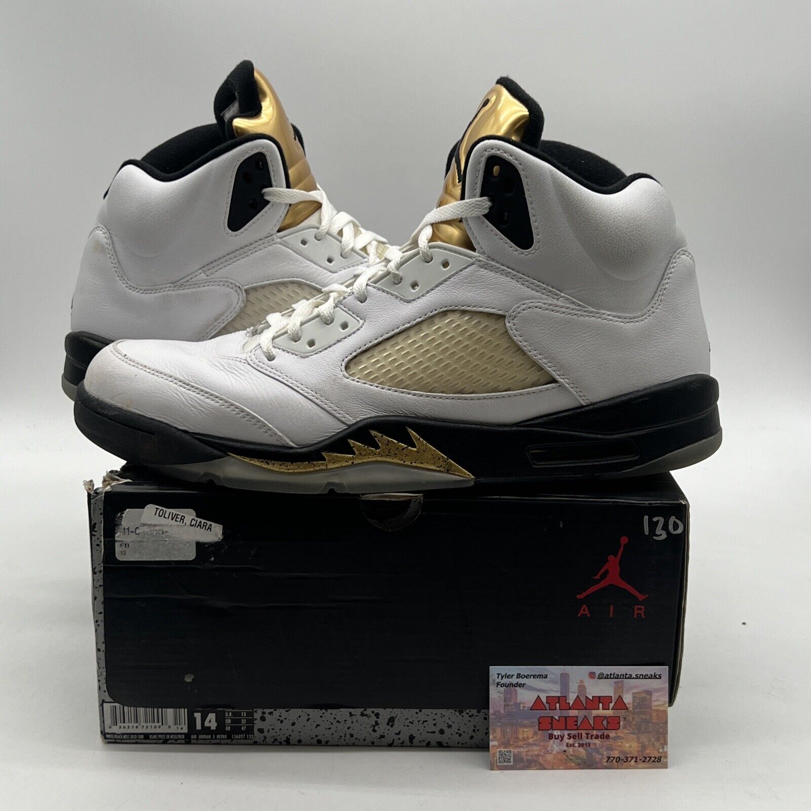 Size 14 - Air Jordan 5 Retro Olympic White Black Gold (136027-133)