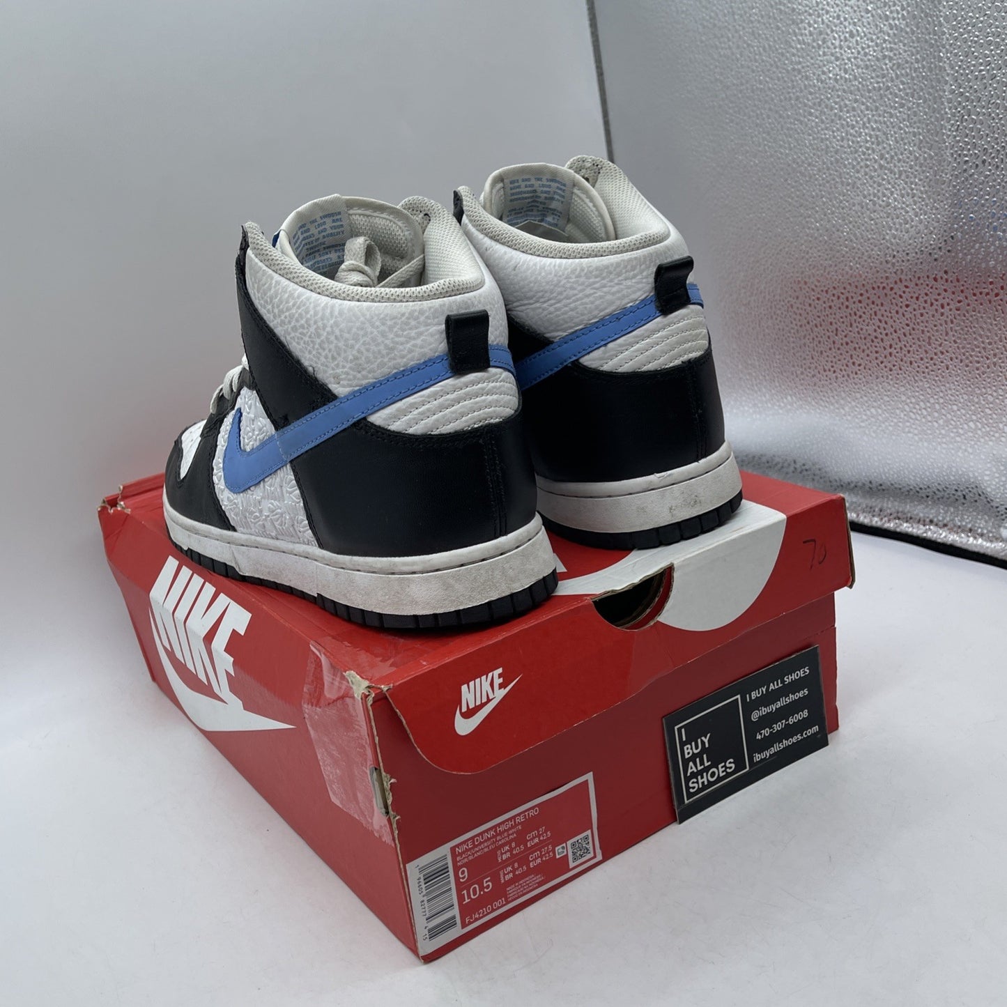 Size 9 - Nike Dunk High EMB 'University Blue' White Leather (FJ4210-001)
