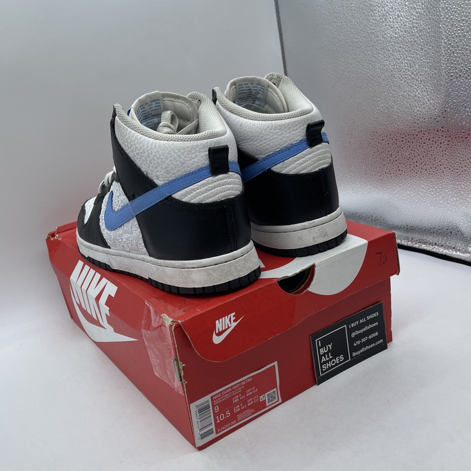 Size 9 - Nike Dunk High EMB 'University Blue' White Leather (FJ4210-001)