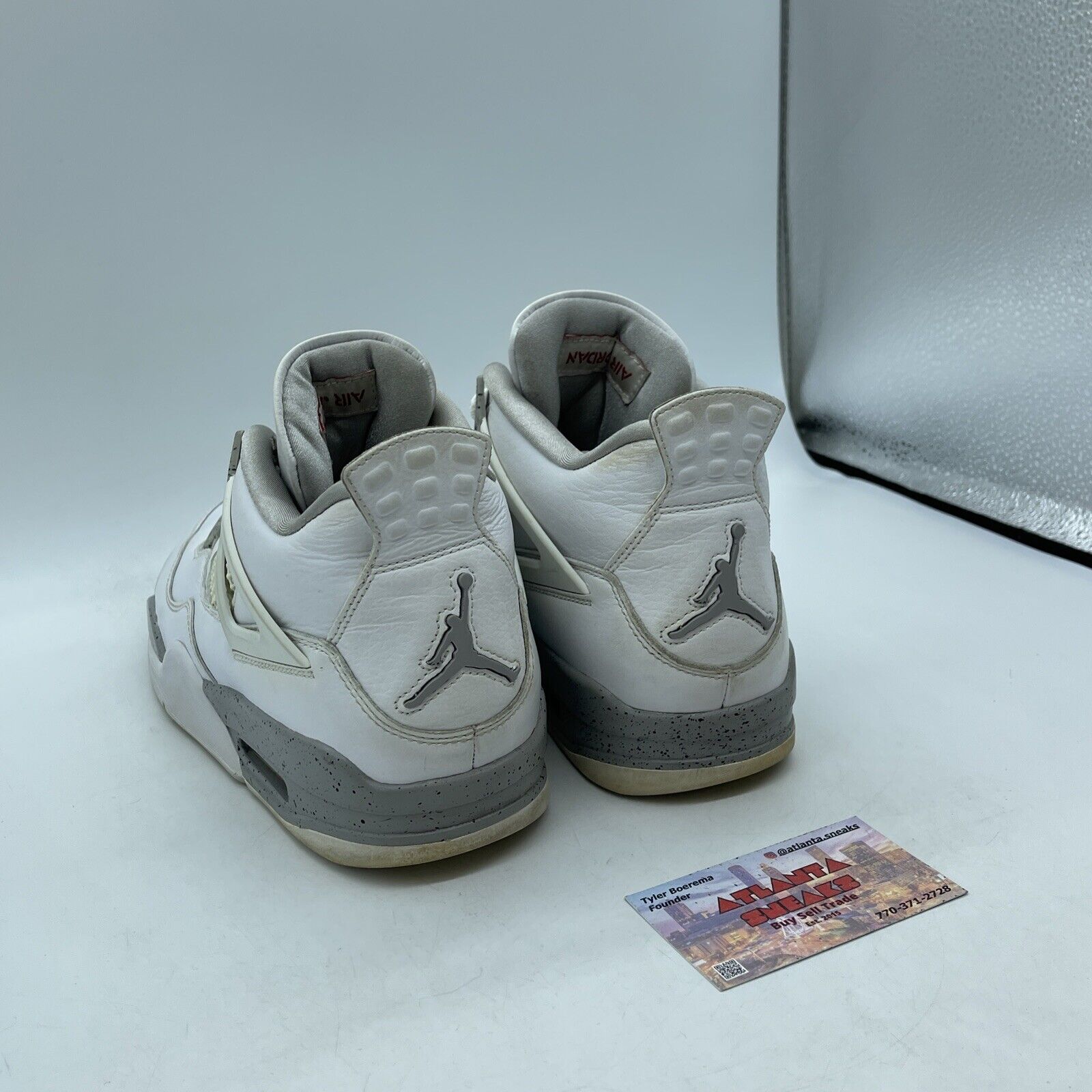 Size 9 - Jordan 4 Retro Mid White Oreo Grey Black Leather (CT8527-100)