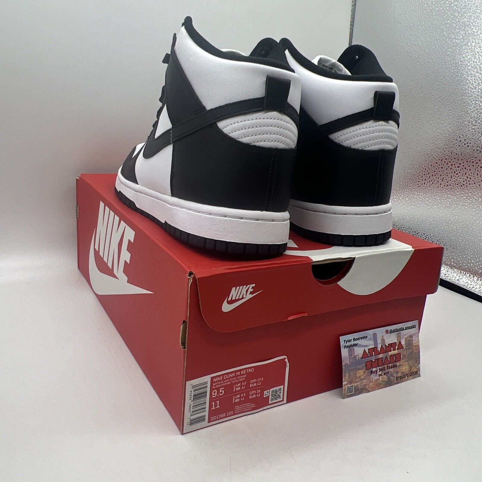 Size 9.5 - Nike Dunk High Black White Brand New Og All