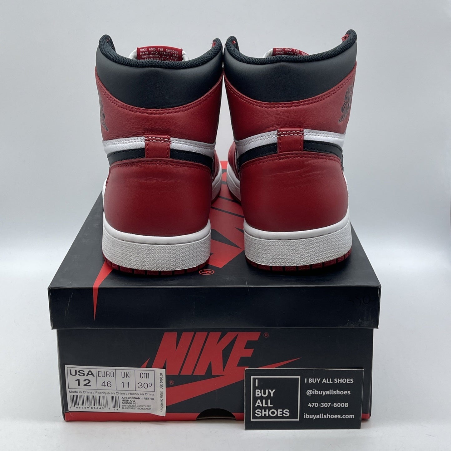 Size 12 - Jordan 1 Retro OG High Chicago White Black Red Leather (555088-101)
