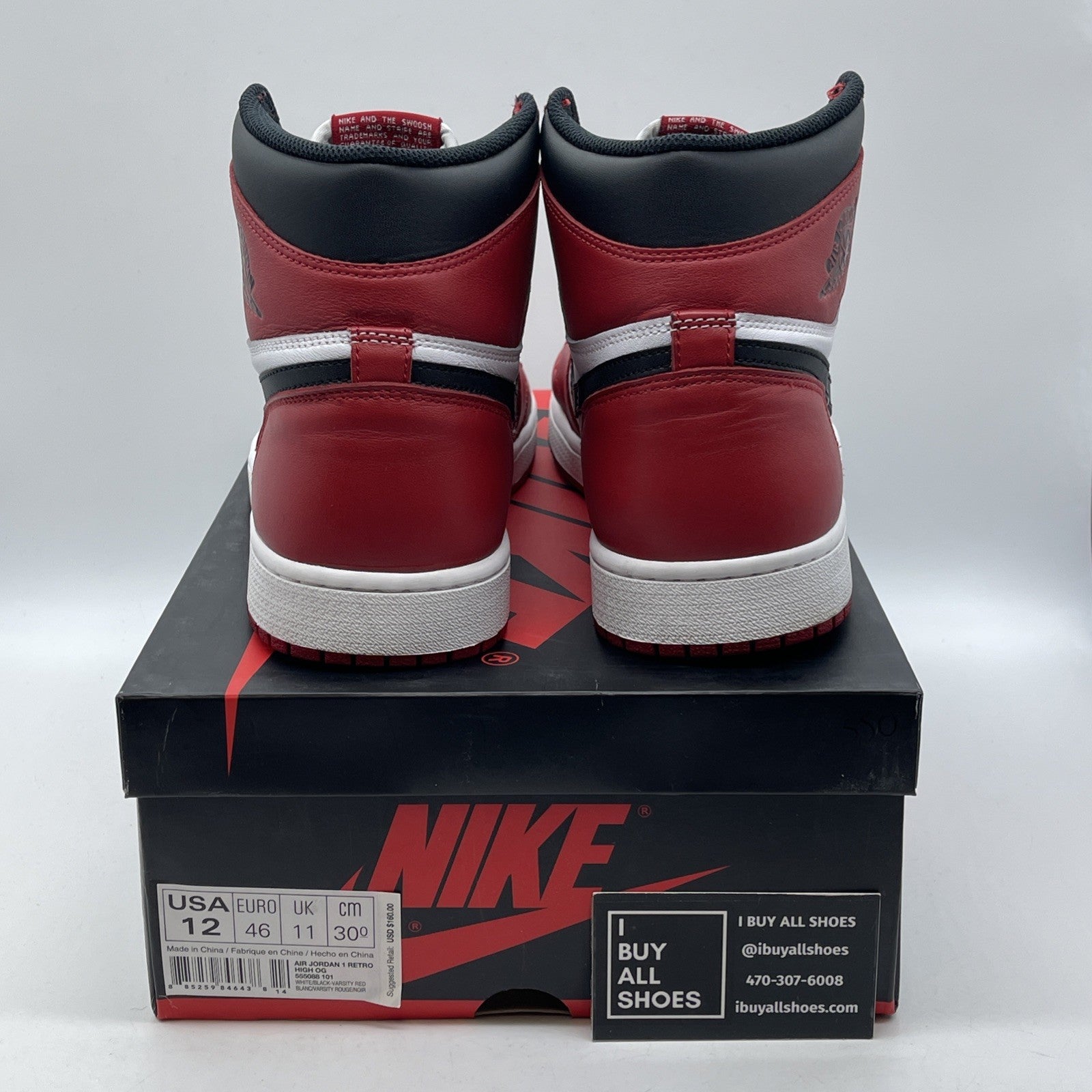 Size 12 - Jordan 1 Retro OG High Chicago White Black Red Leather (555088-101)