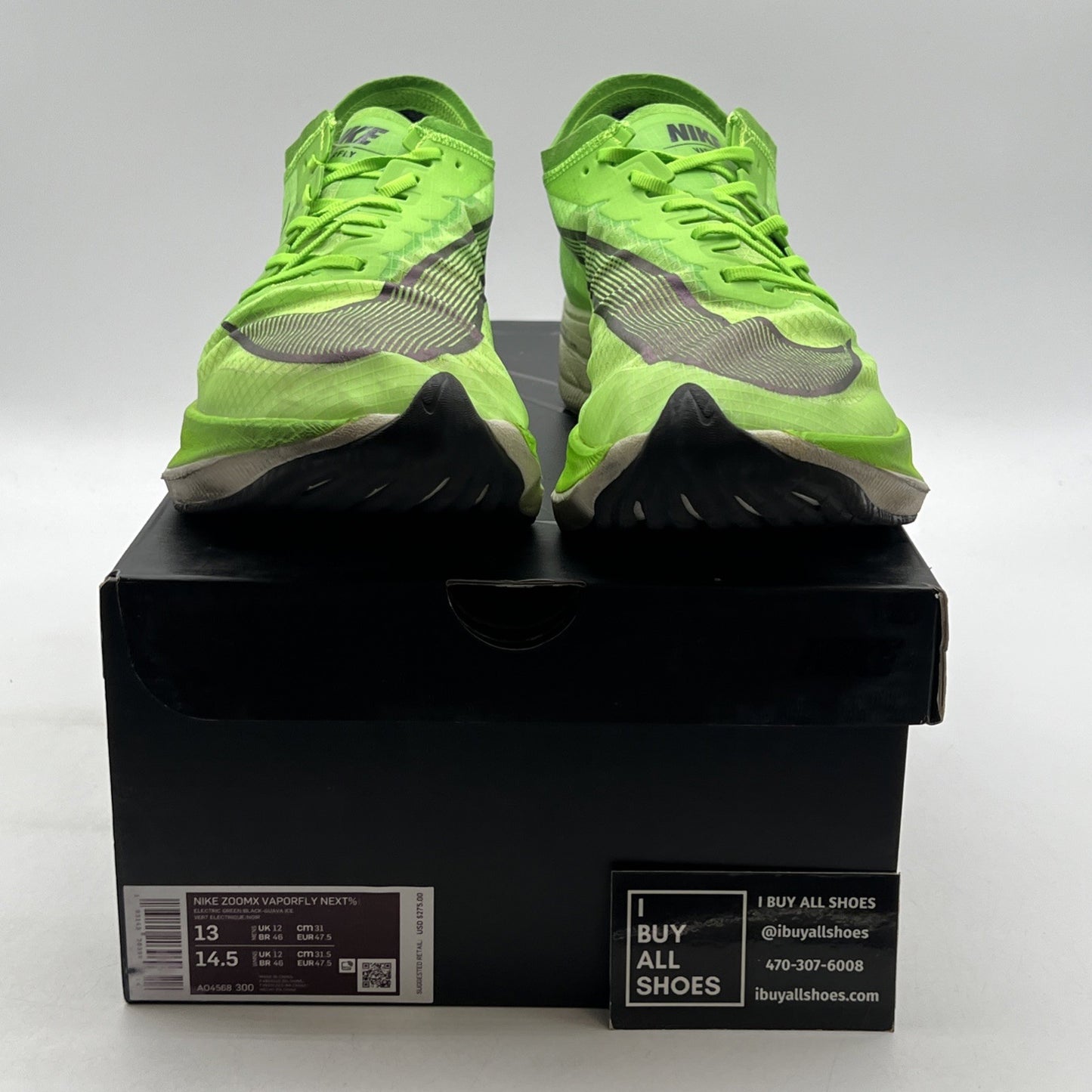 Size 13 - Nike ZoomX Vaporfly NEXT% Electric Green (AO4568-300)