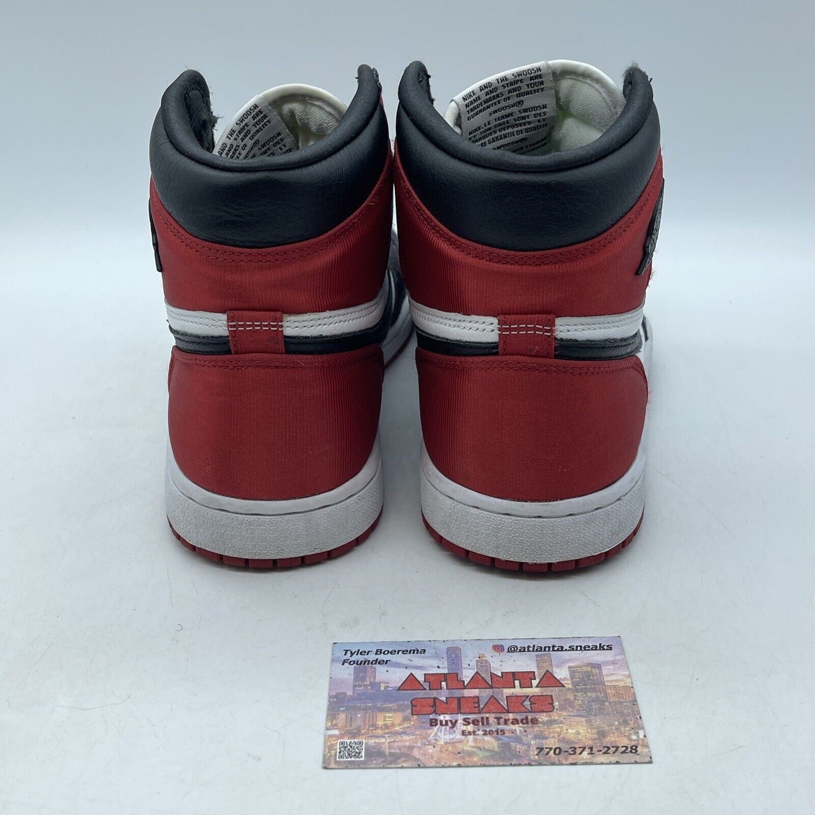 Size 9W - Air Jordan 1 Retro High Satin Black Toe Leather Red Suede (CD0461-016)