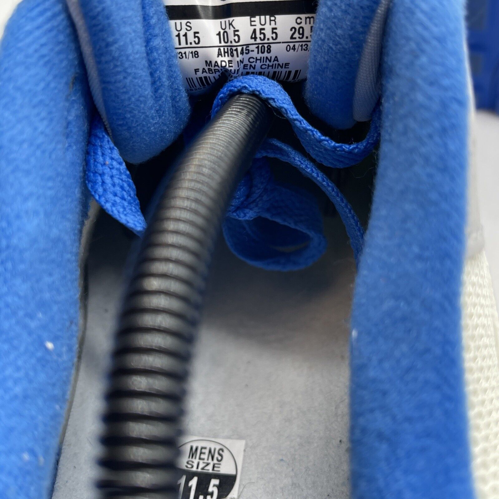 Size 11.5 - Nike Air Max 1 Signal Blue White Suede Yellow Grey (AH8145-108)