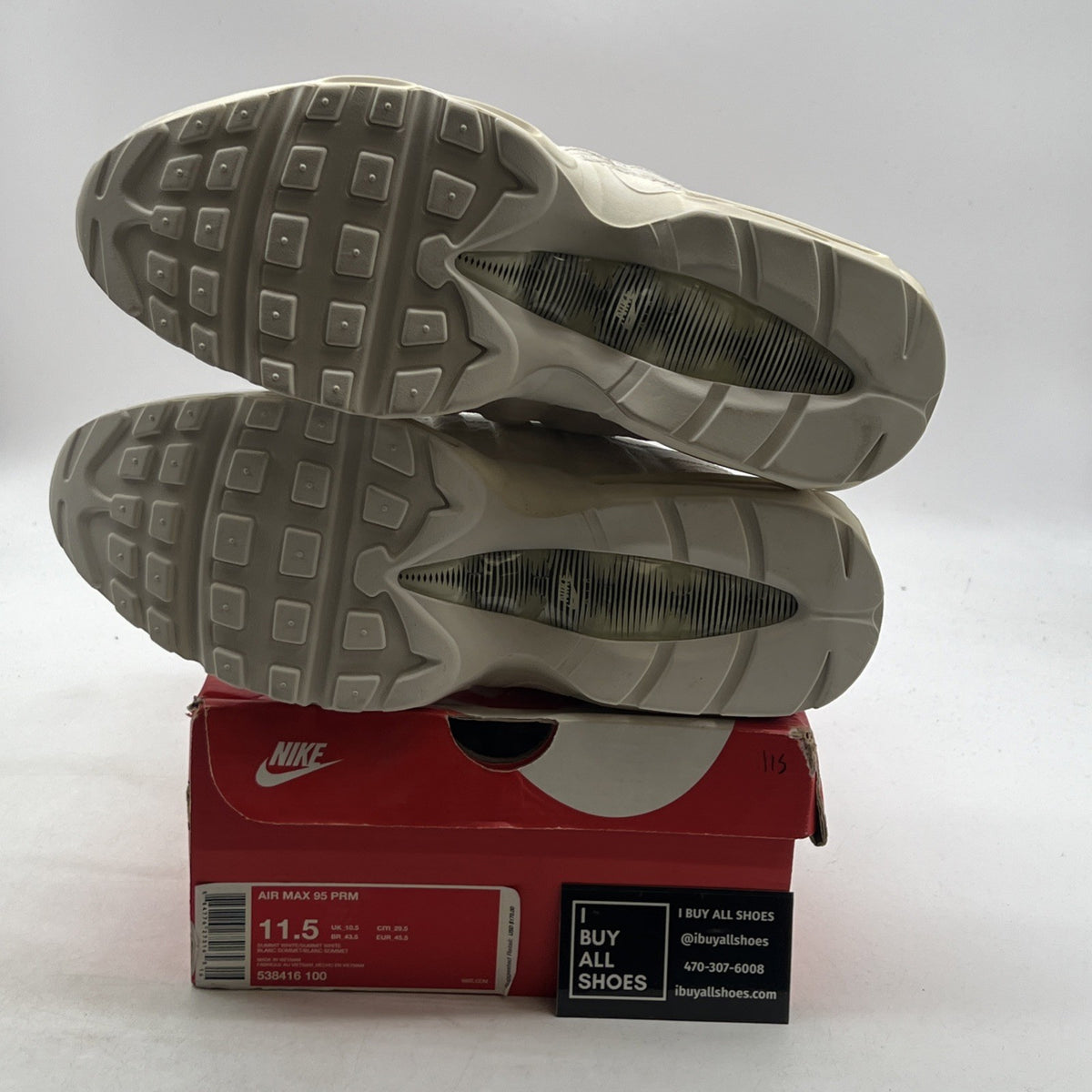 Size 11.5 - Nike Air Max 95 Premium Summit White (538416-100)