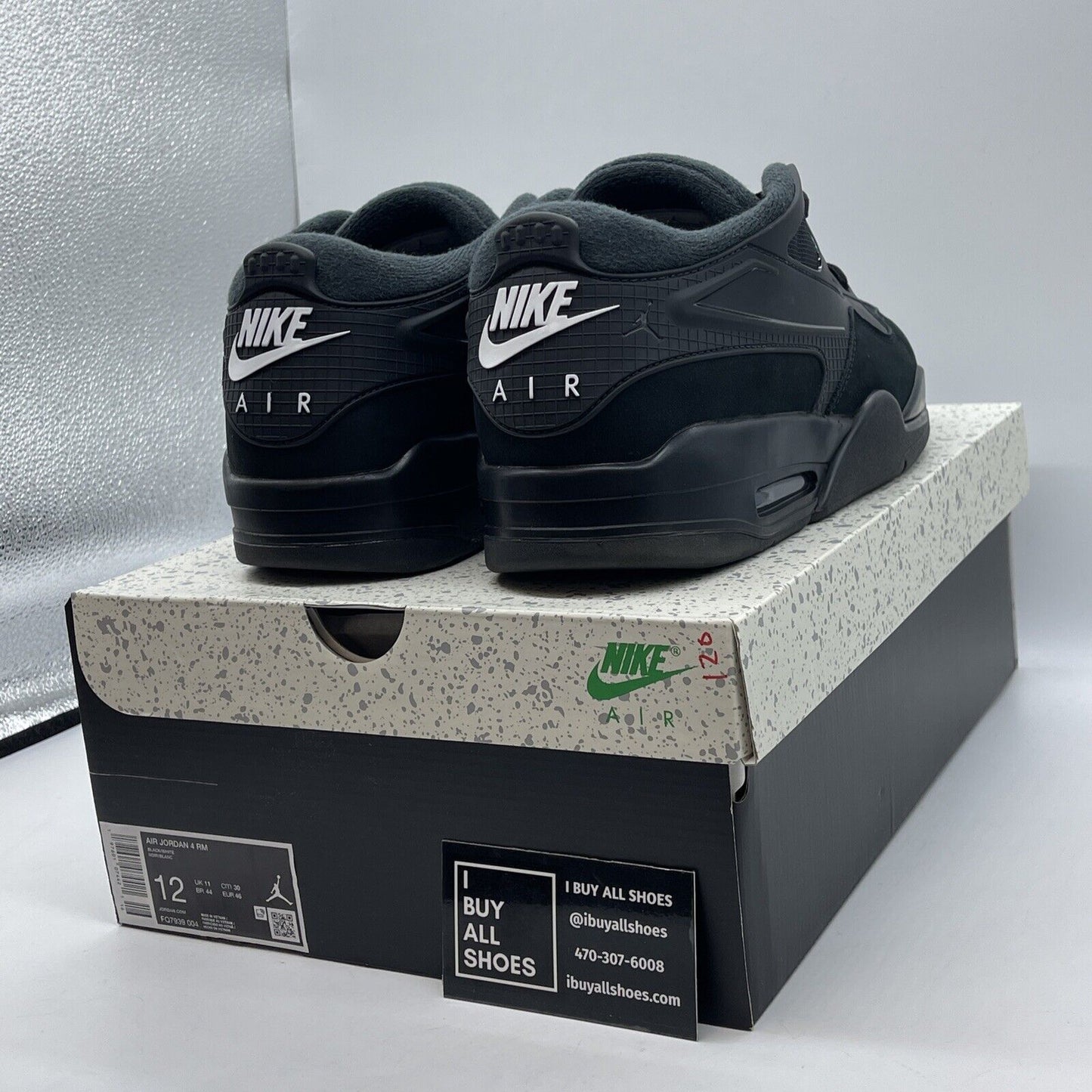 Size 12 - Jordan 4 Retro Mid Black Cat White Suede Rubber (FQ7939-004)