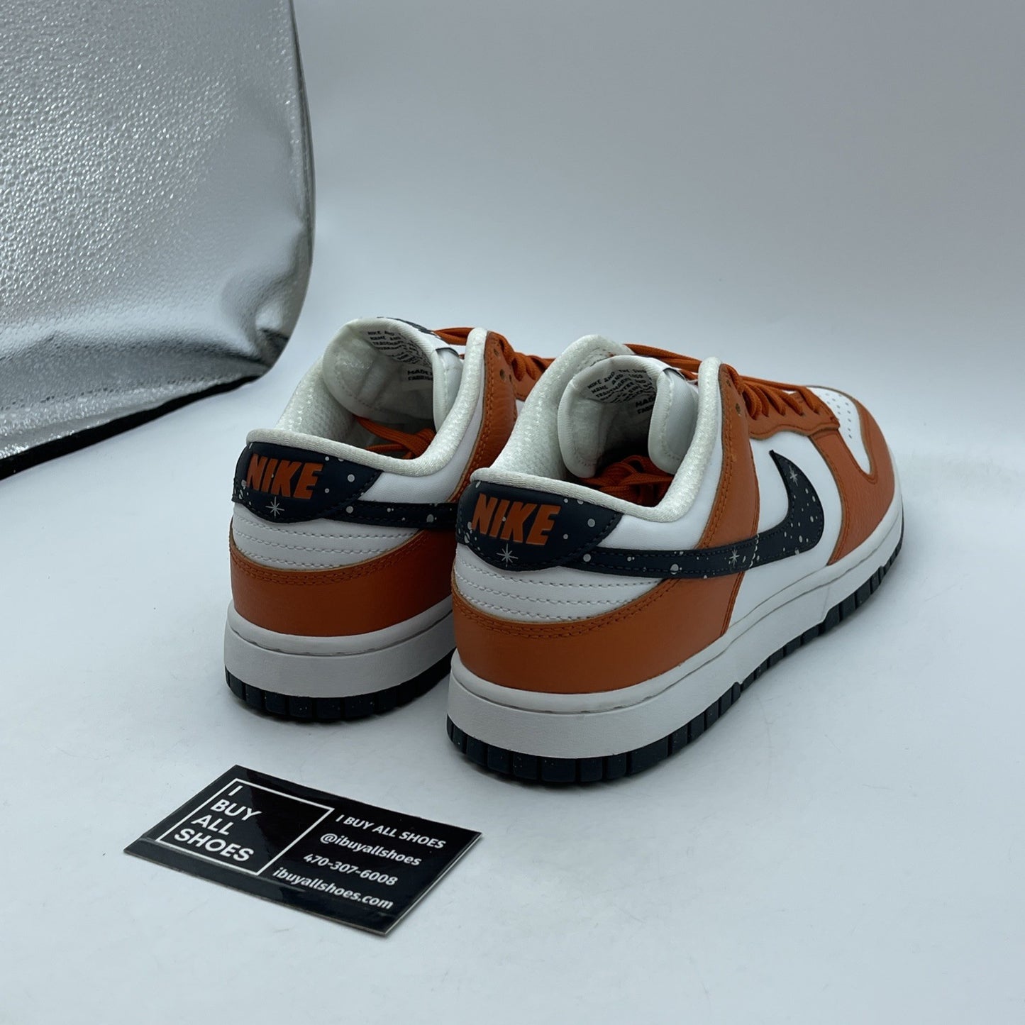Size 7.5 - Nike Dunk Low Starry Swoosh Orange Black Leather (FV6909-800)