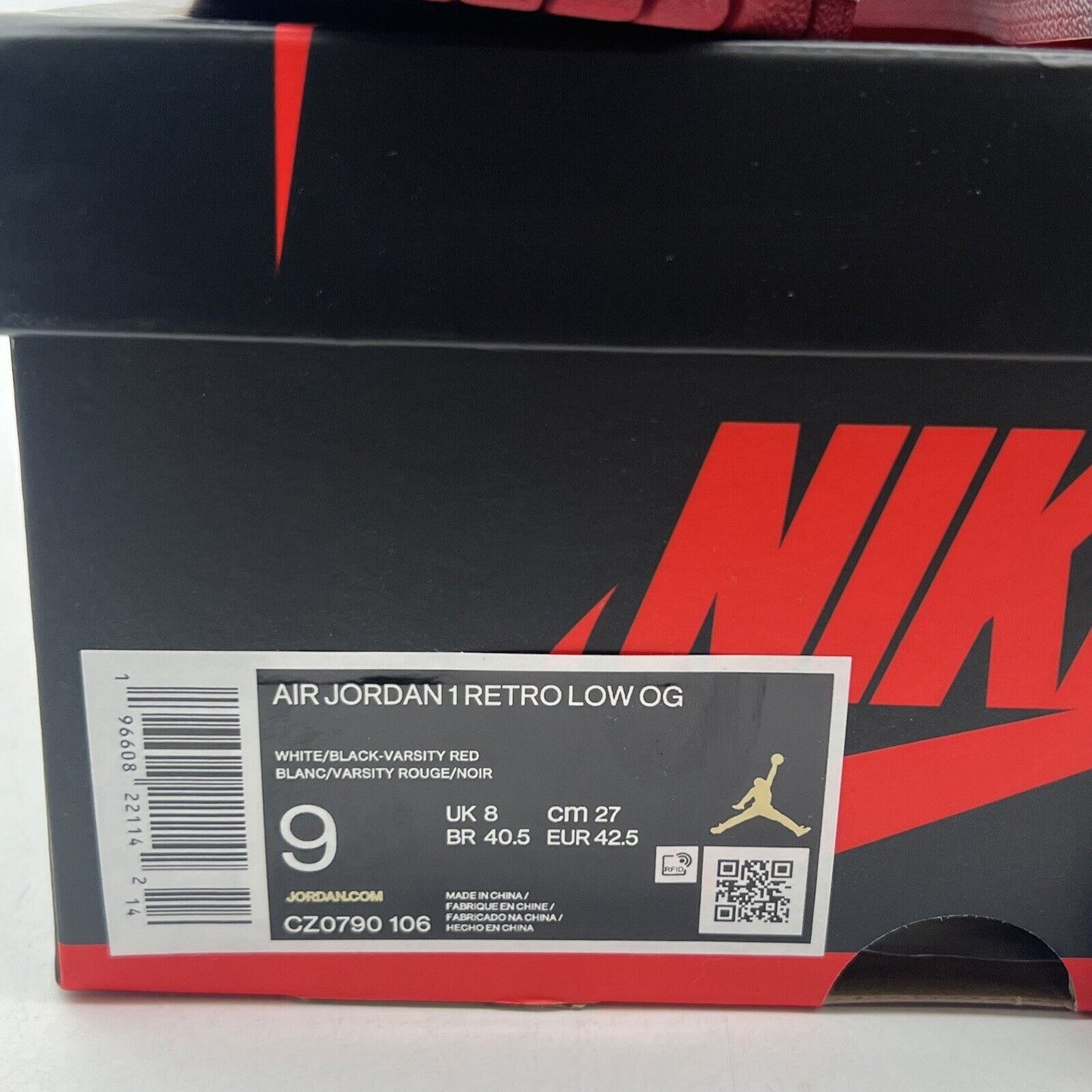 Size 9 - Air Jordan 1 Retro OG Low Black Toe (CZ0790-106)