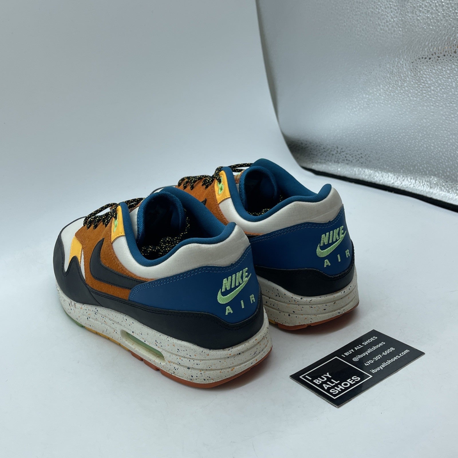 Size 11.5 - Nike Air Max 1 Multi Mix Black White Blue Suede (CZ8140-001)