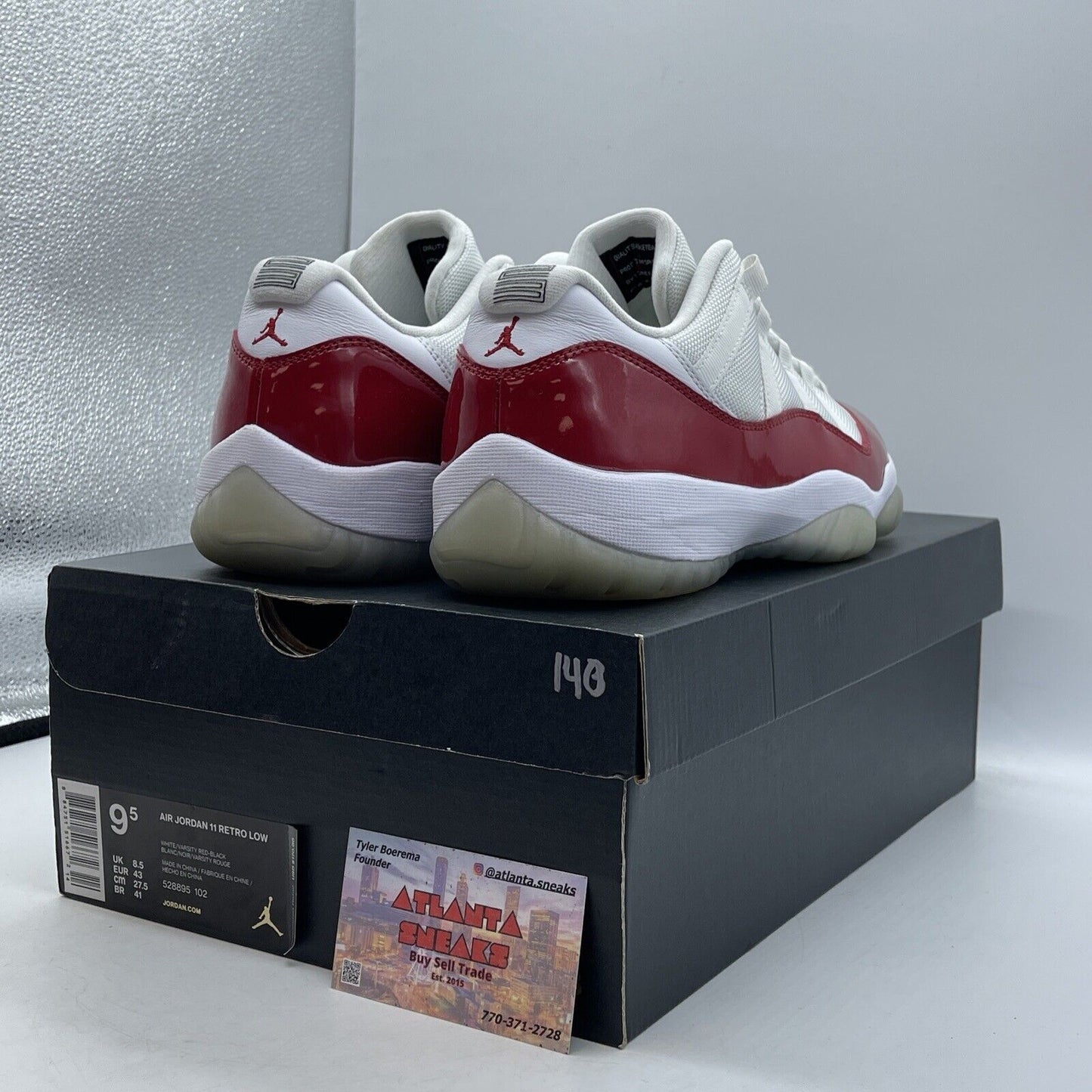 Size 9.5 - Air Jordan 11 Retro 2016 Low Cherry Red White Leather (528895-102)